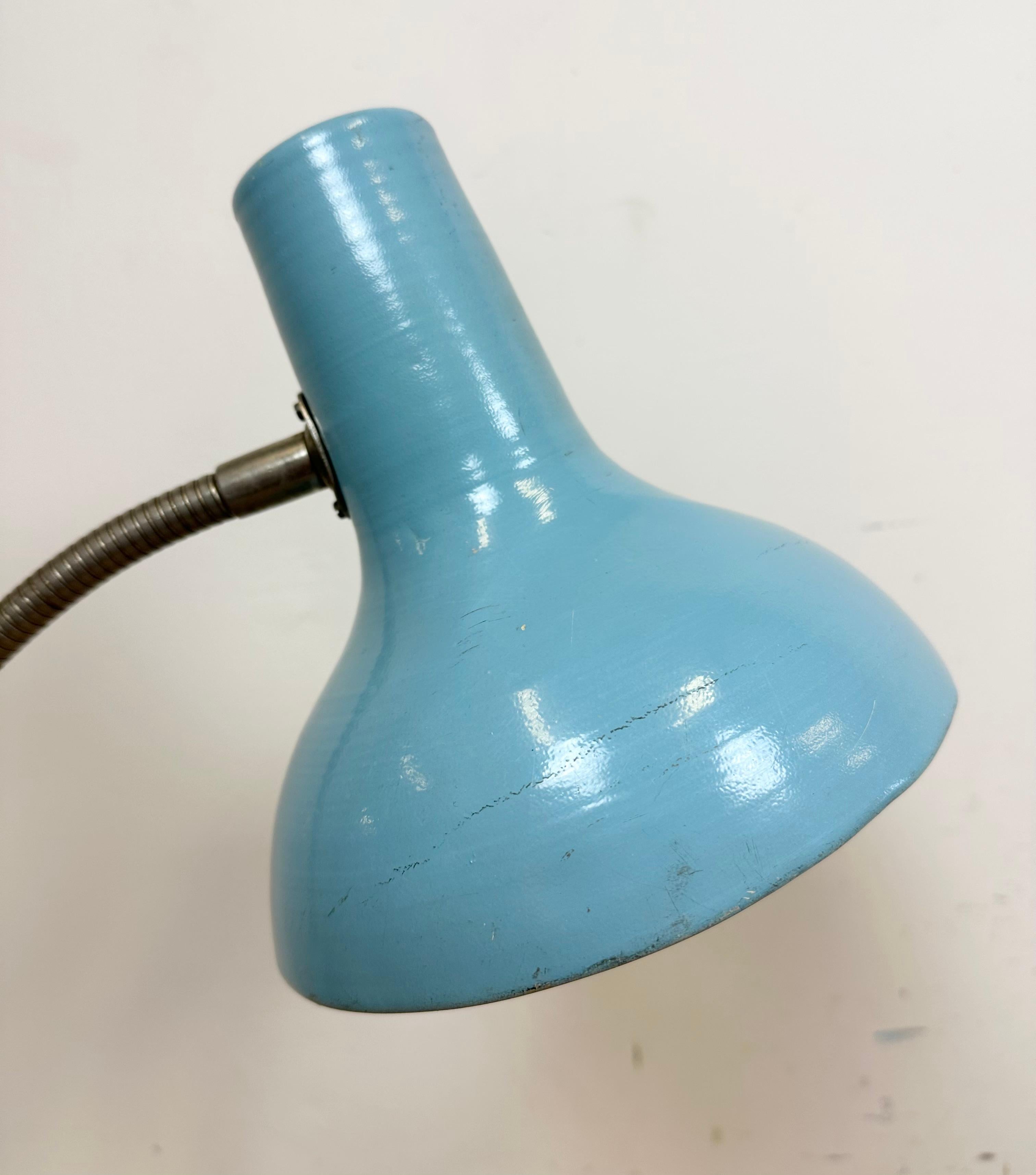Blue Industrial Gooseneck Table Lamp, 1960s For Sale 3