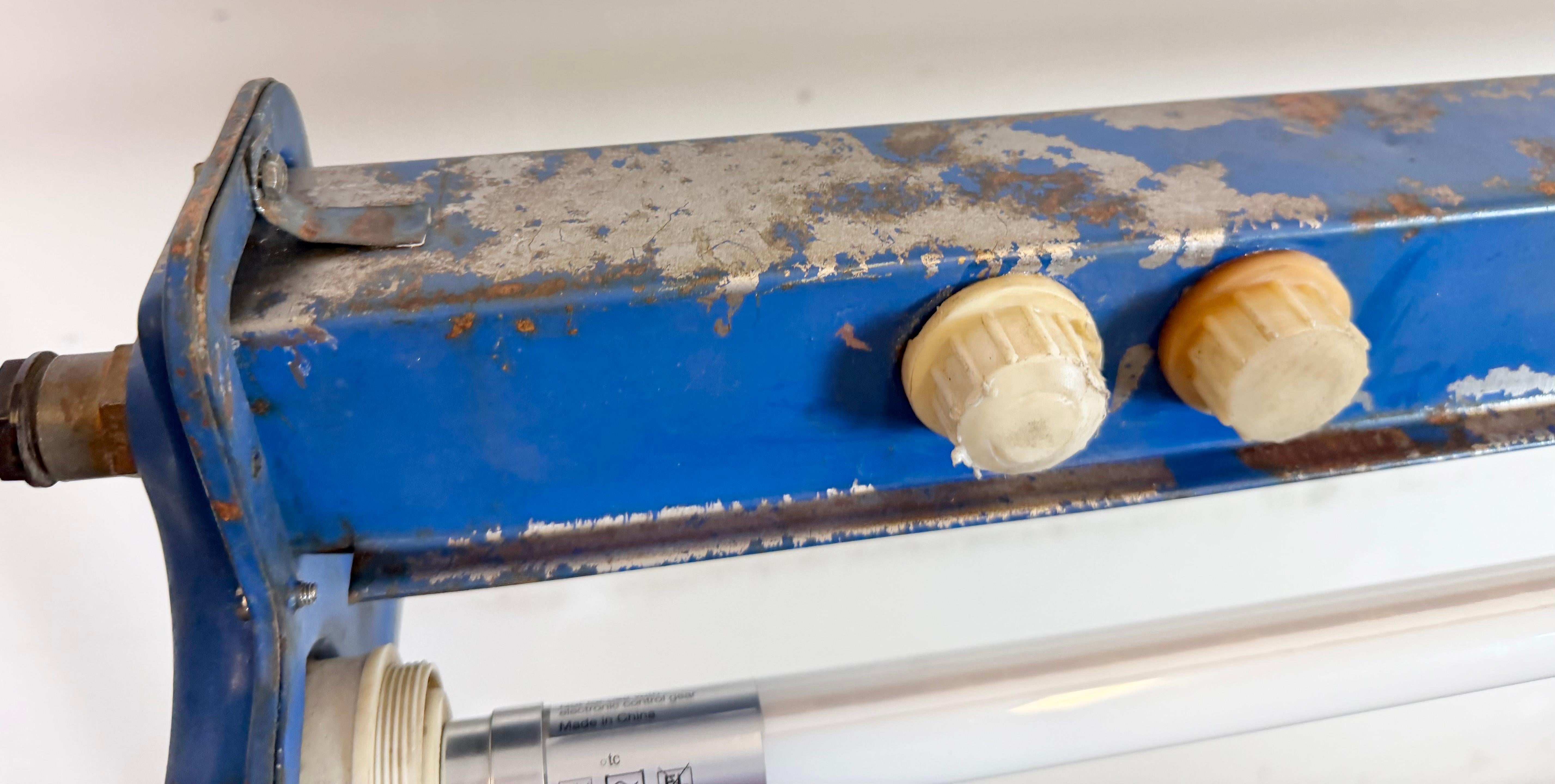 Blue Industrial Hanging Tube Light, 1970s en vente 4