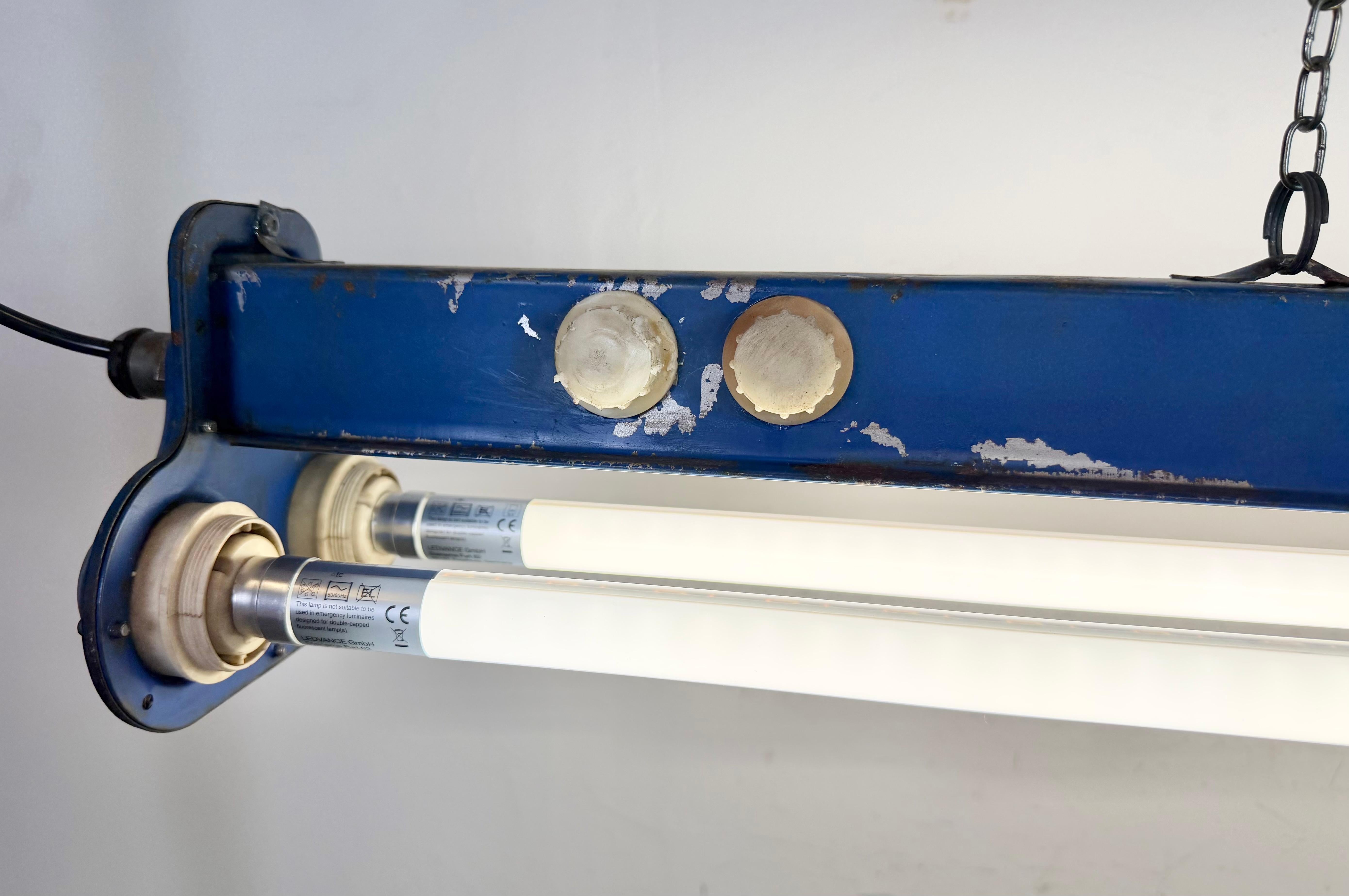 Blue Industrial Hanging Tube Light, 1970s en vente 6