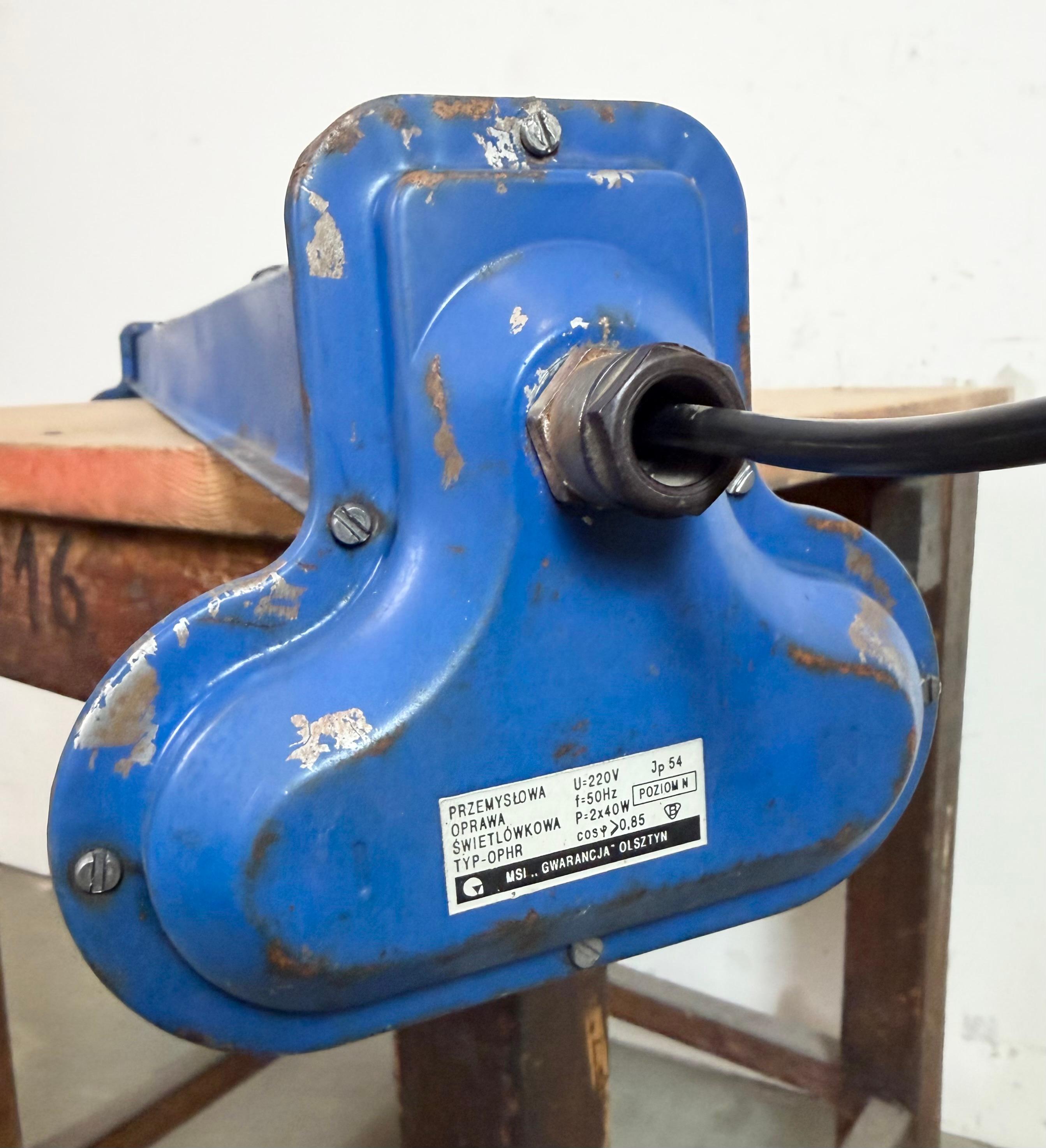 Blue Industrial Hanging Tube Light, 1970s en vente 14