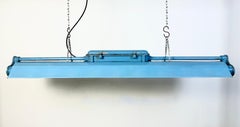Blue Industrial Hanging Tube Light from Polam Gdansk, 1970s