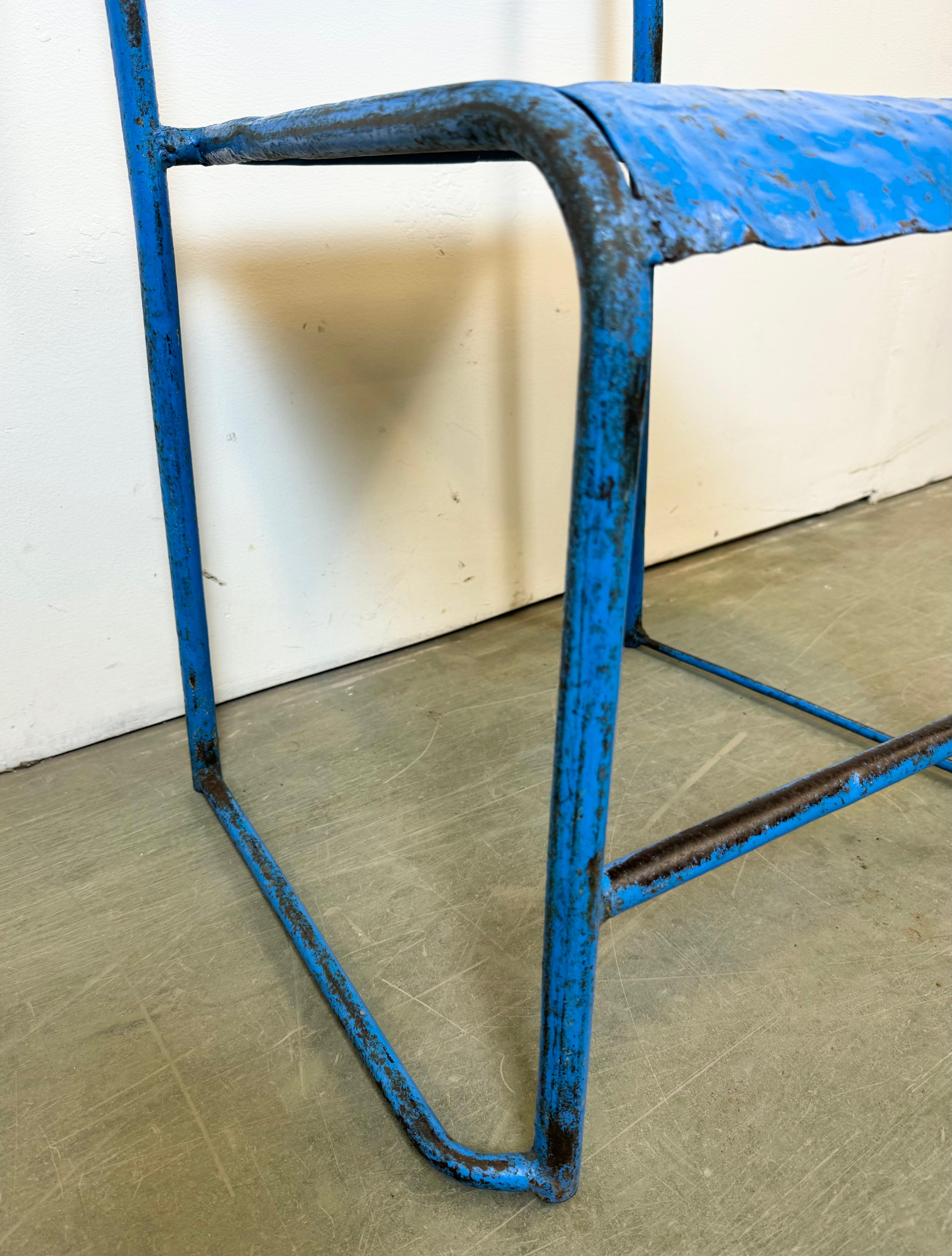 Blue Industrial Iron Chairs, Set of 2, 1950s For Sale 15