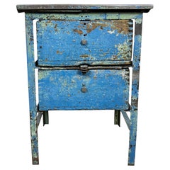 Vintage Blue Industrial Iron Chest of Drawers, 1950s