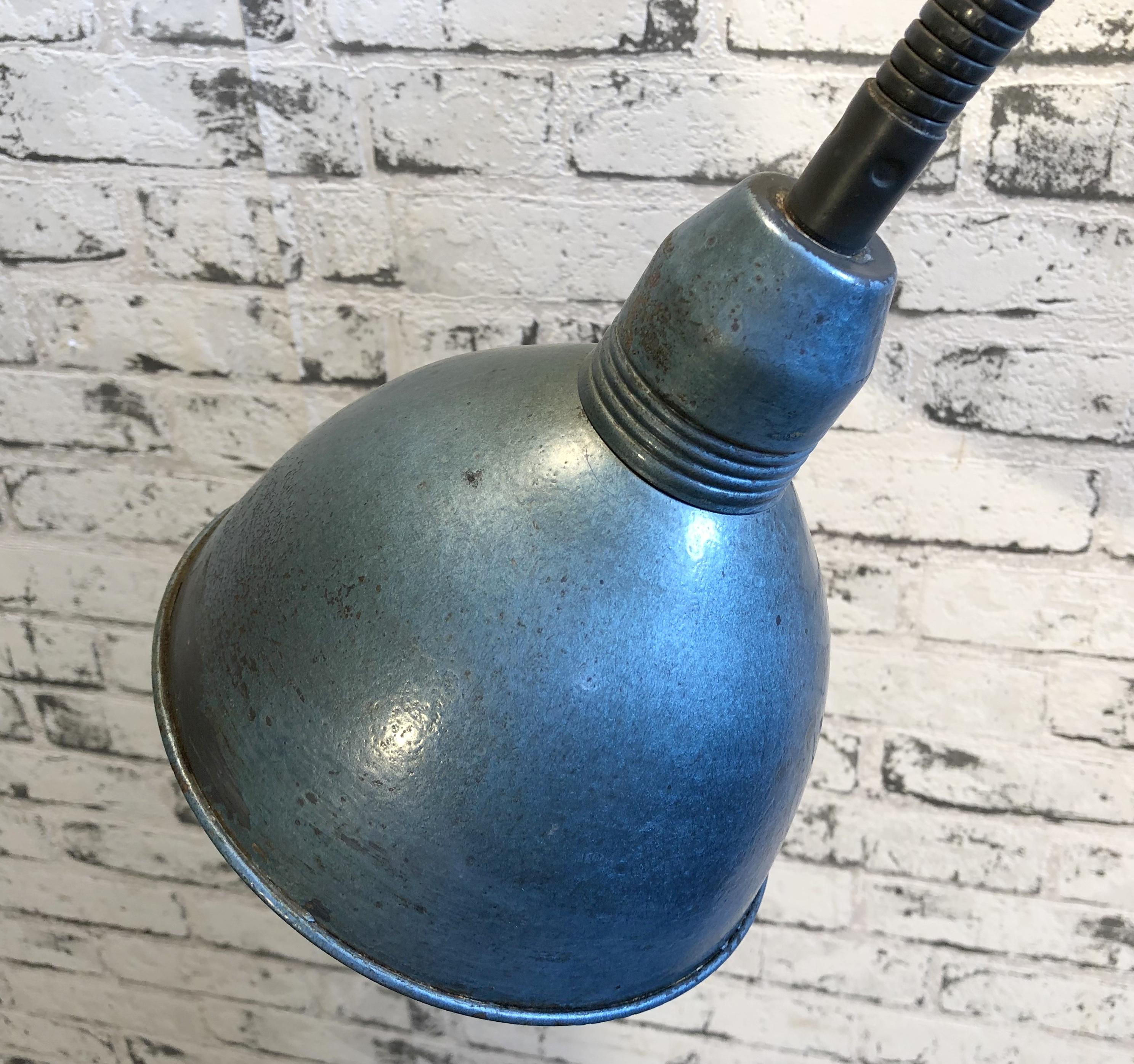 Blue Industrial Scissor Wall Lamp, 1960s In Good Condition In Kojetice, CZ