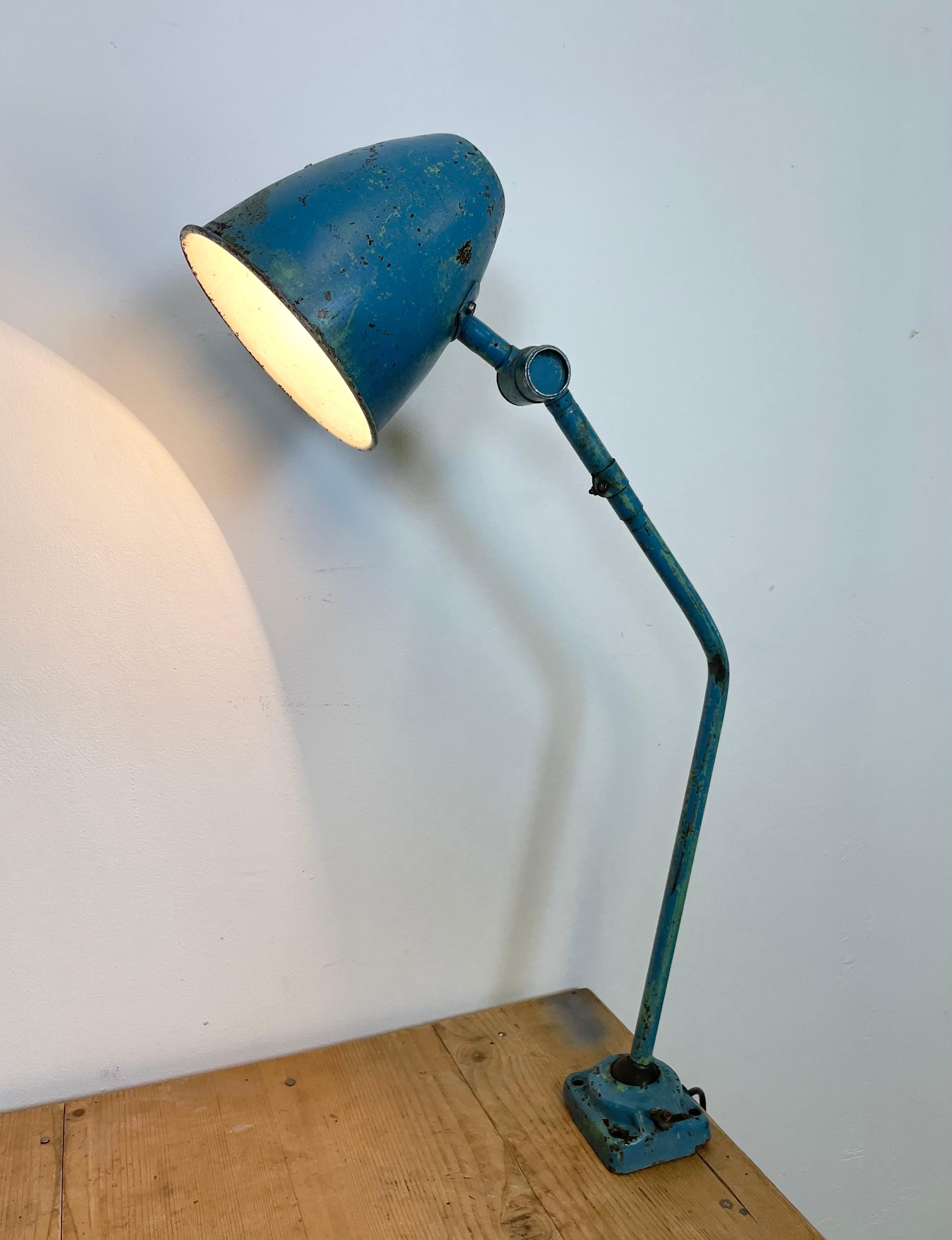 Blue Industrial Table Lamp, 1960s 9