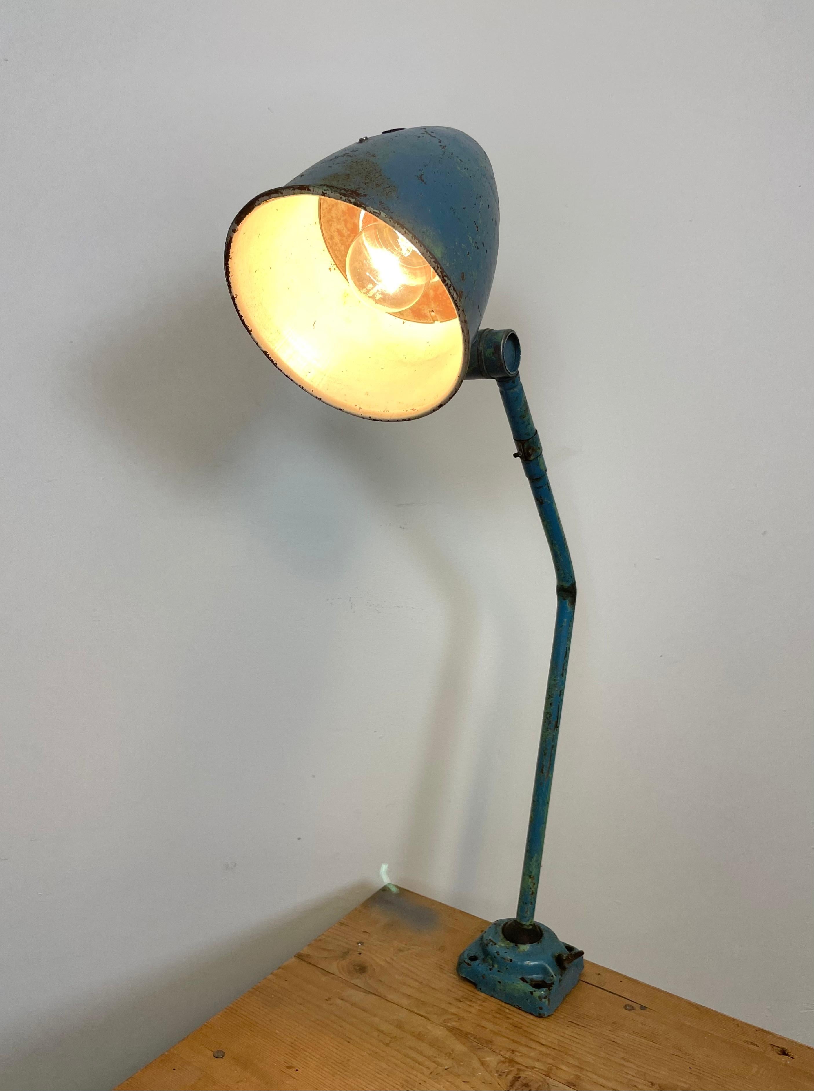 Blue Industrial Table Lamp, 1960s 10
