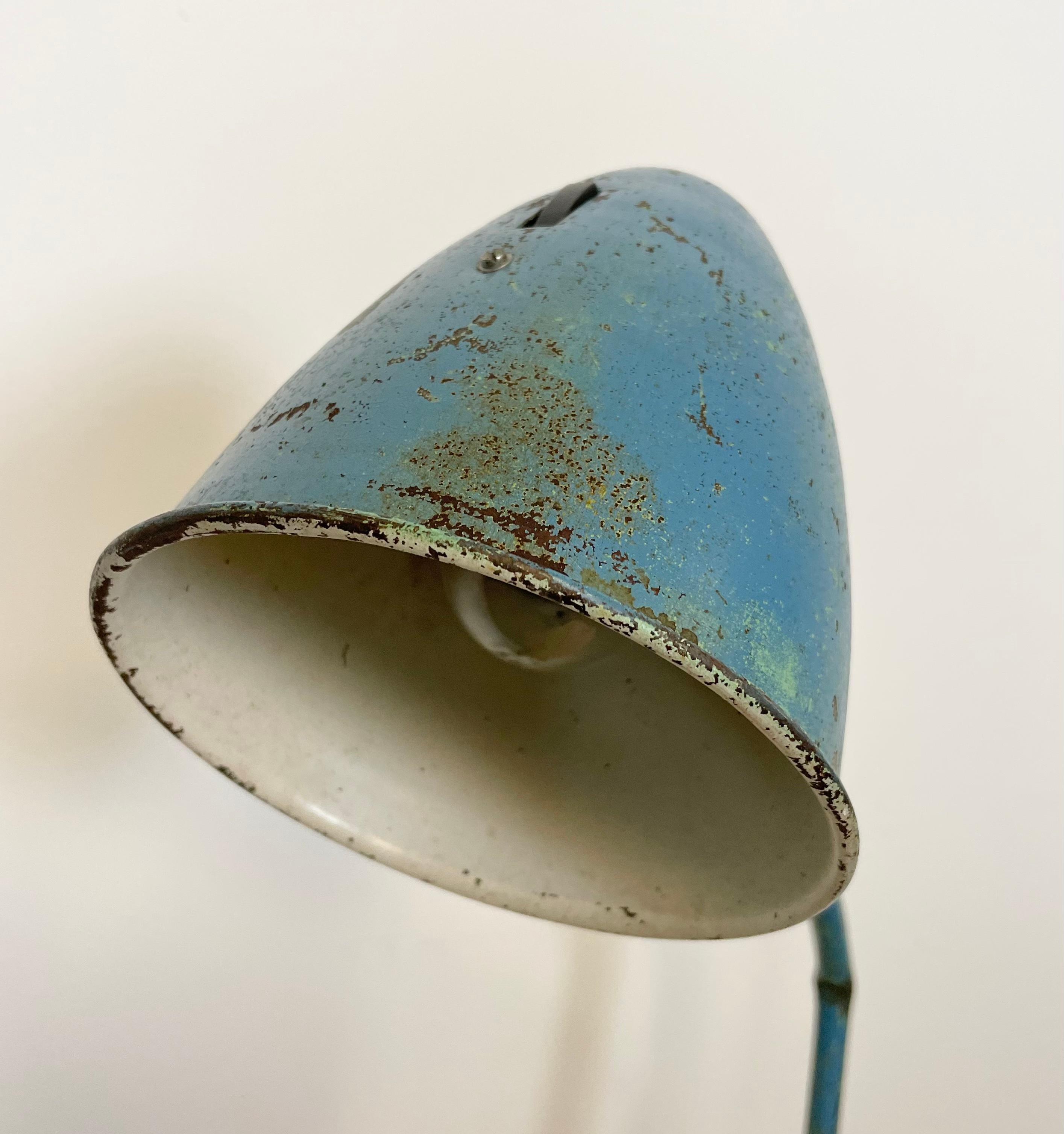 Blue Industrial Table Lamp, 1960s 12