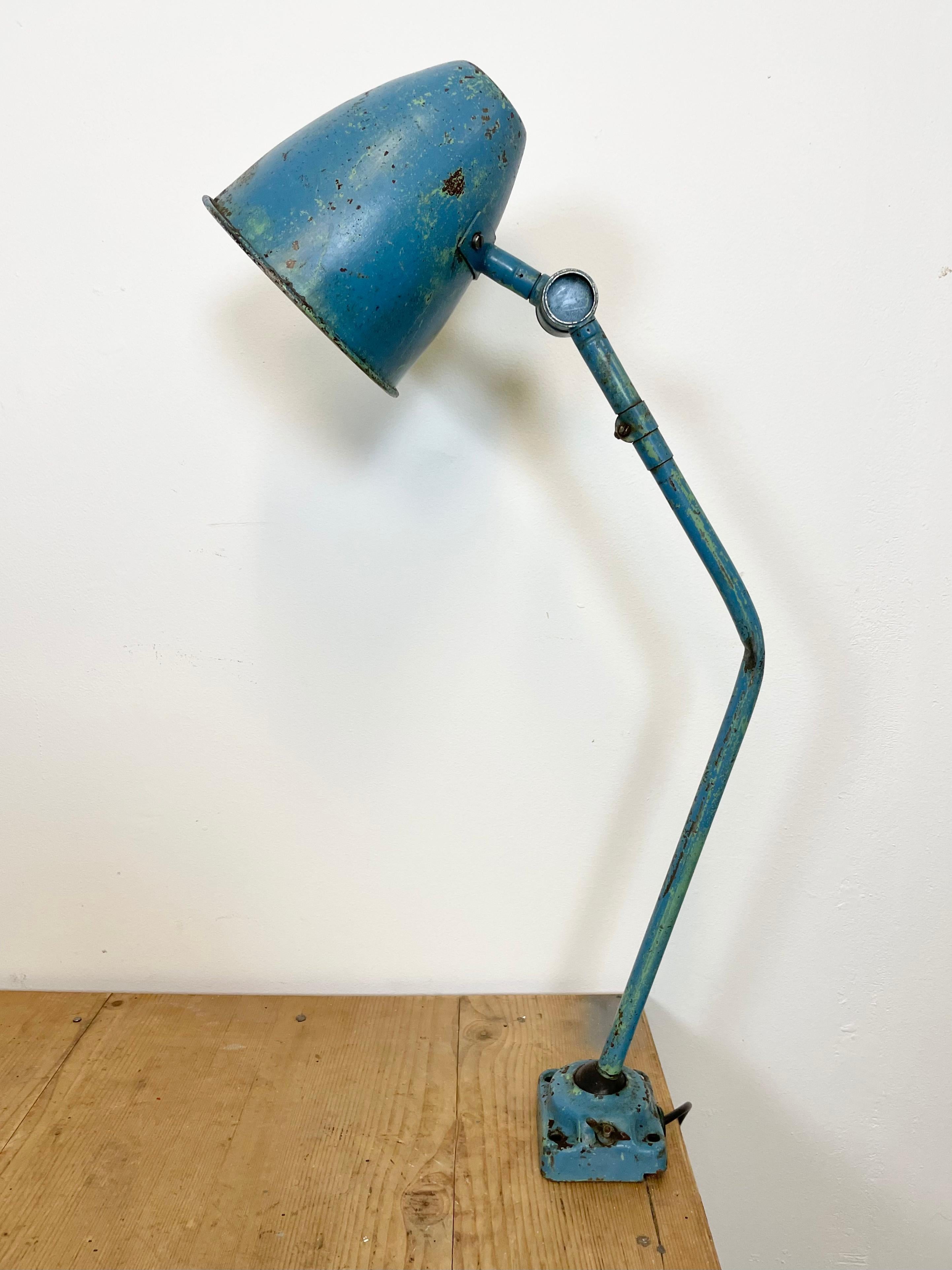 Painted Blue Industrial Table Lamp, 1960s