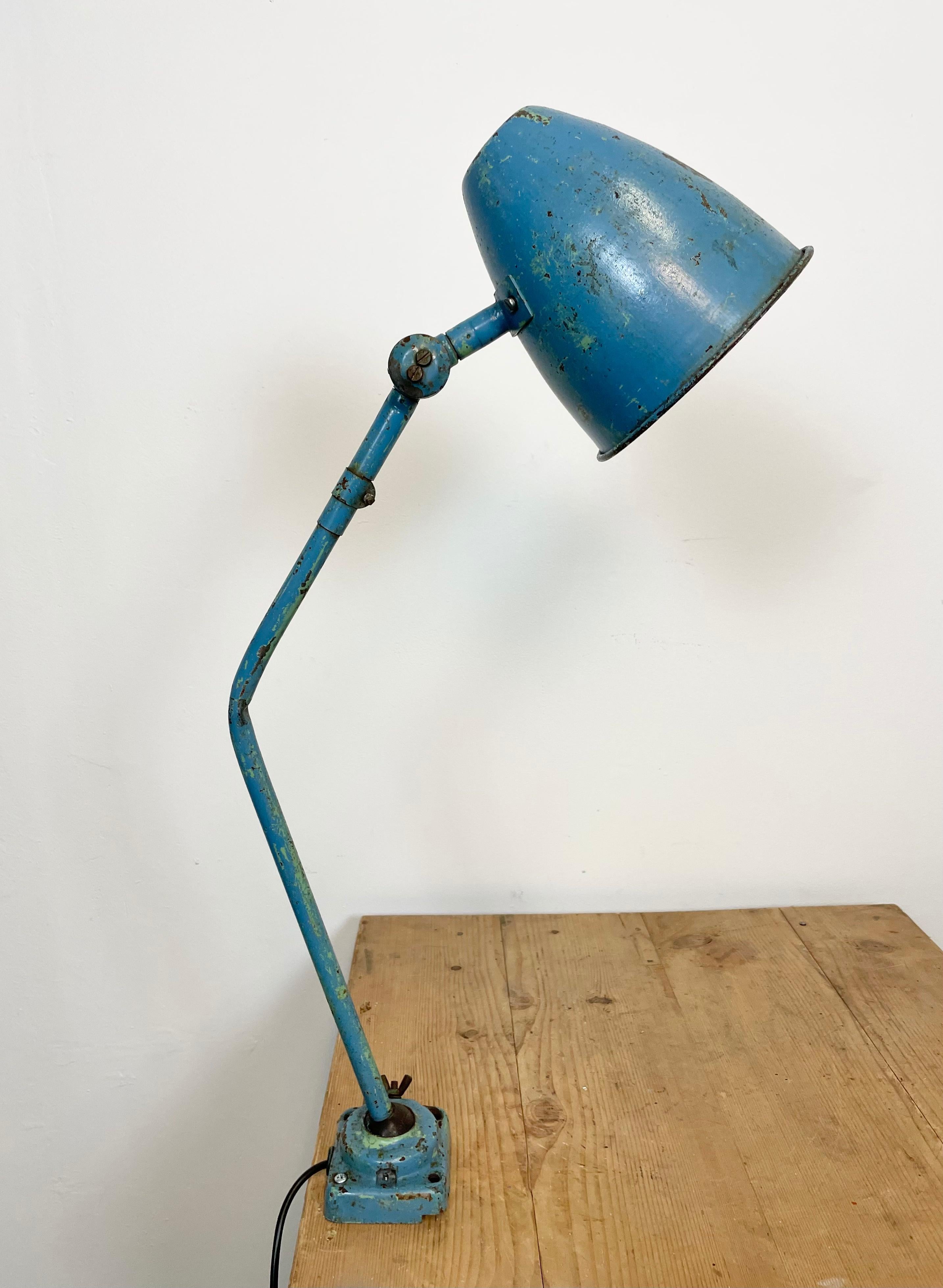 Iron Blue Industrial Table Lamp, 1960s