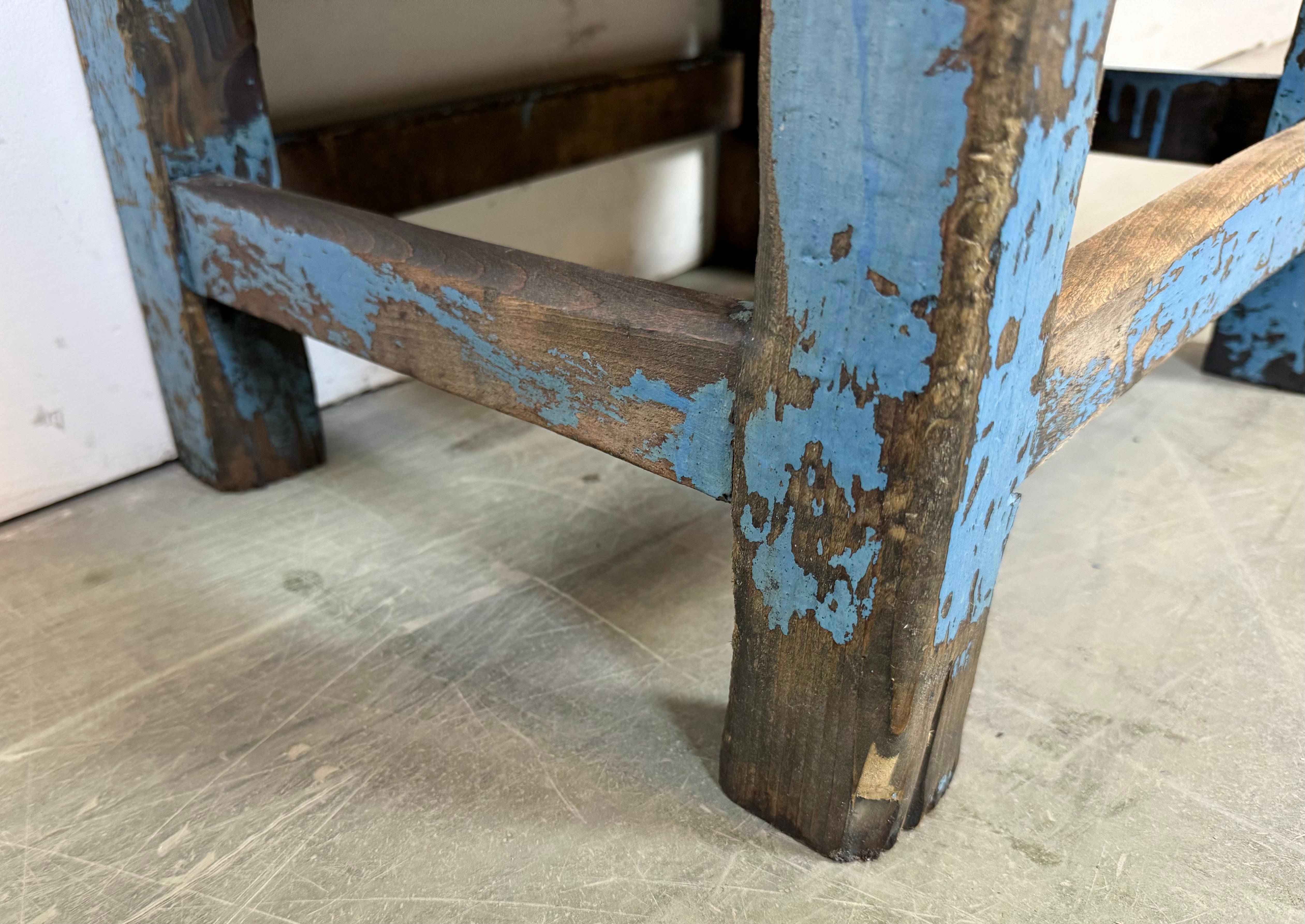Cassettiera industriale in legno blu, anni '50 in vendita 6