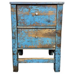 Vintage Blue Industrial Wooden Chest of Drawers, 1950s