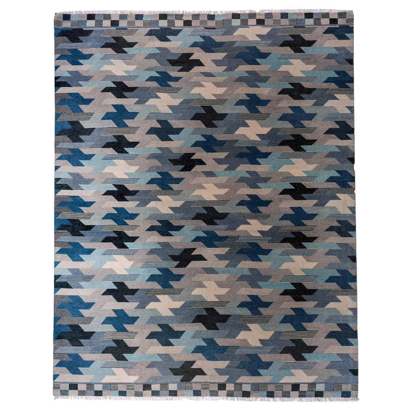 Blue Interlocking Puzzle Area Rug For Sale at 1stDibs | puzzle rug
