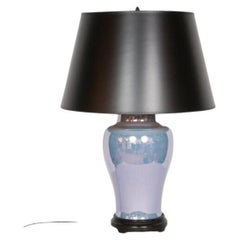 Early 20th Century Blue Iridescent Table Lamp