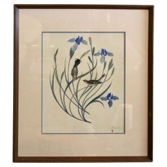 Acquerello botanico 'Iris blu' 1945
