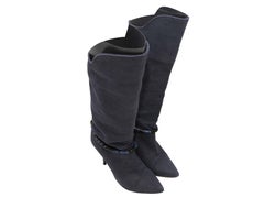 Blue Isabel Marant Canvas Knee-High Pointed-Toe Boots Size 39