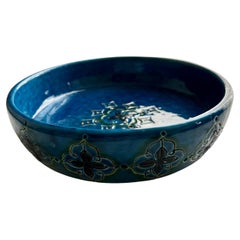 Blue Italian Ceramic Dish in the Style of Bitossi Raymor