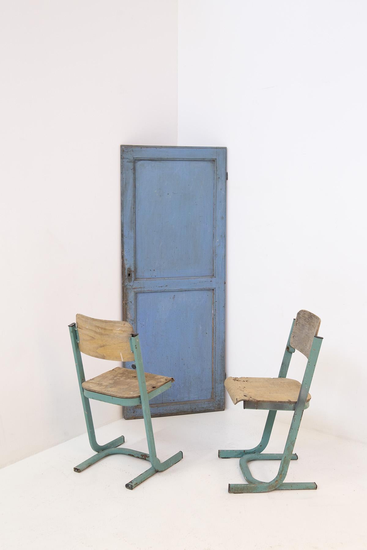 Rustic Blue Italian Decorative Door in Fané Style For Sale