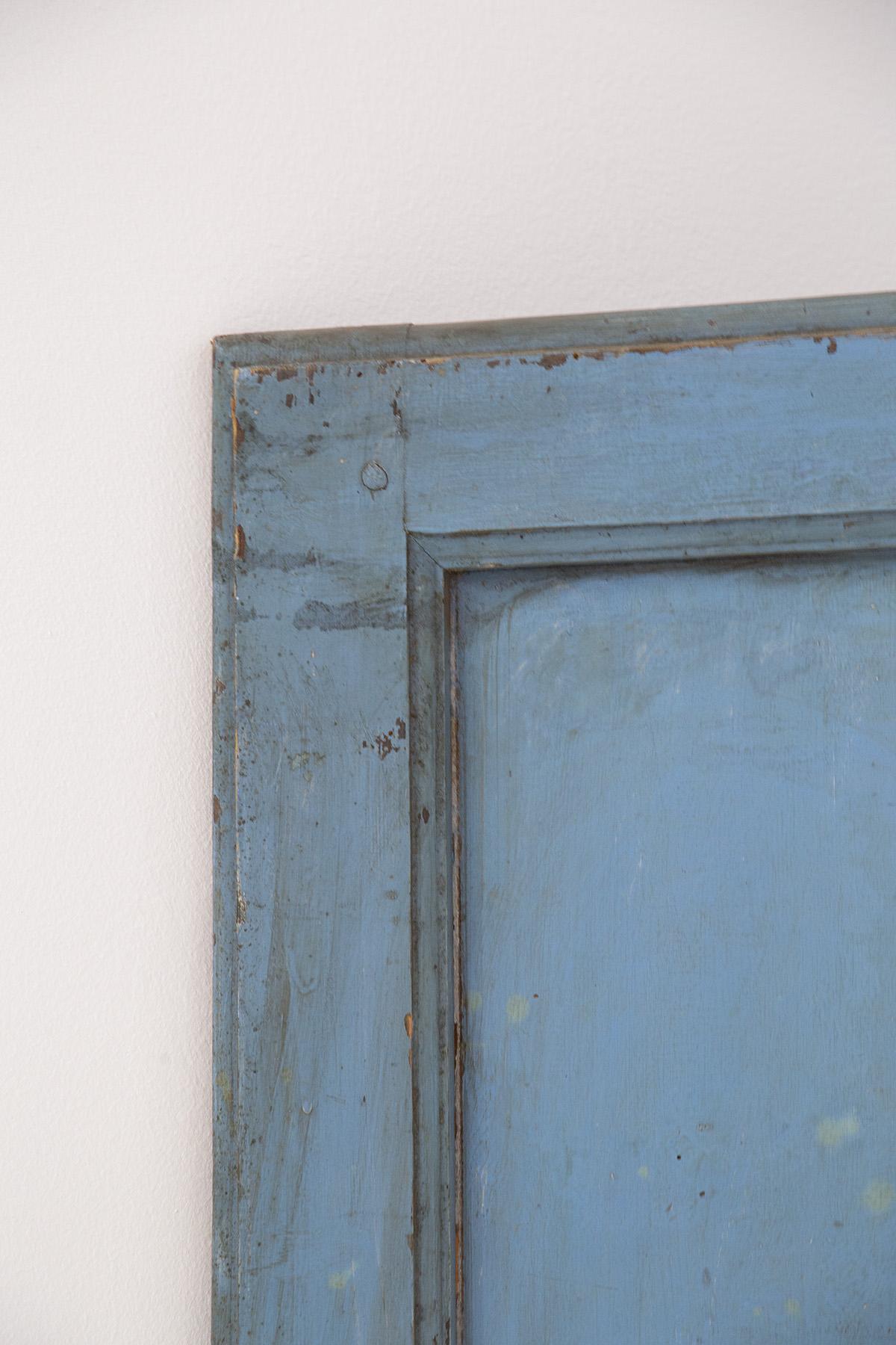 Wood Blue Italian Decorative Door in Fané Style For Sale