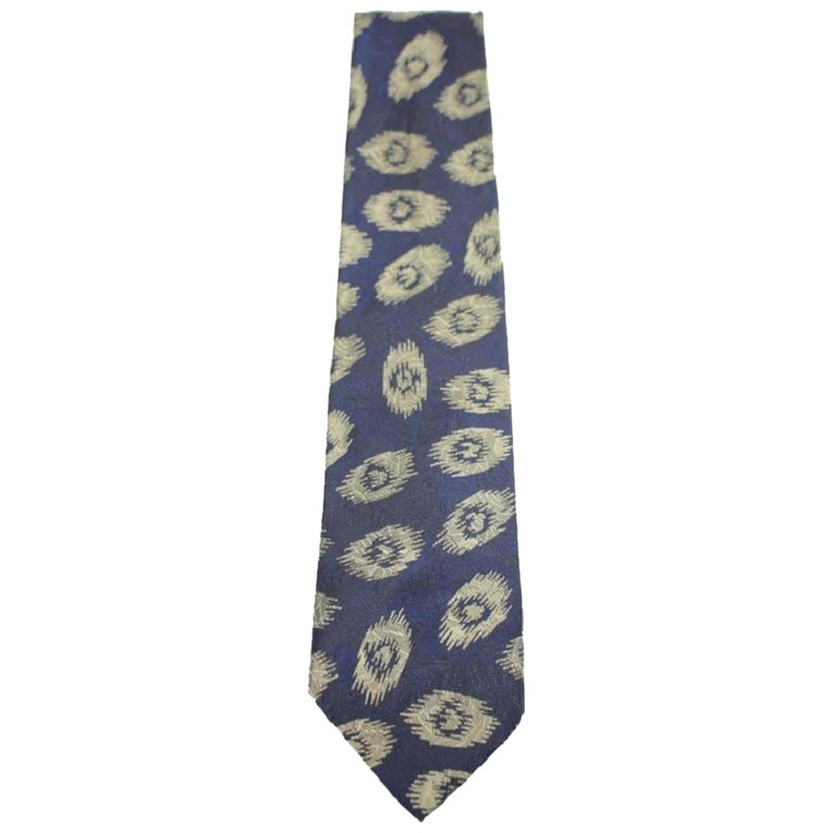 Blue Italian Handmade Navy Beige Tie Msctty01 For Sale at 1stDibs