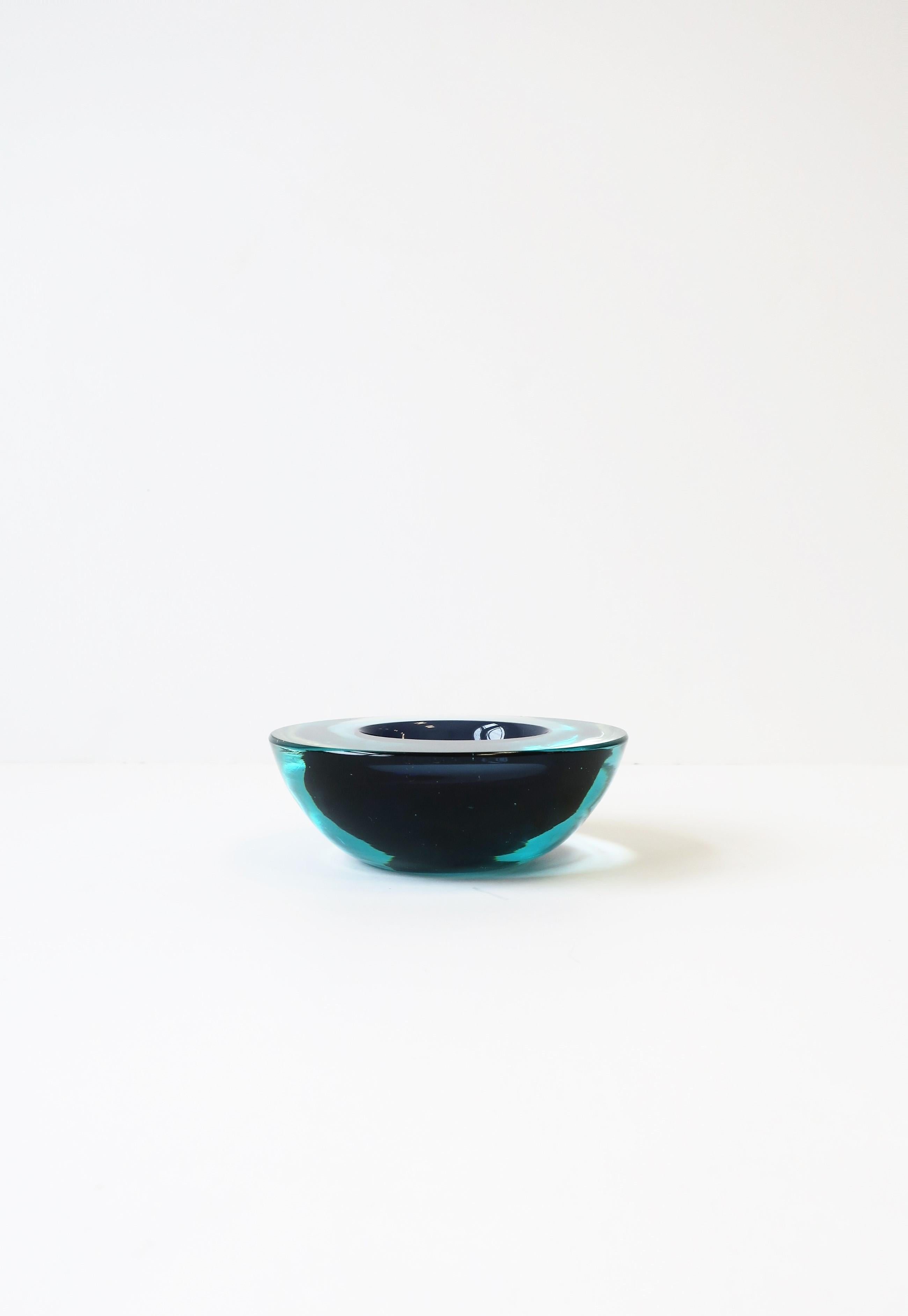 Blue Italian Murano 'Geode' Art Glass Bowl 4