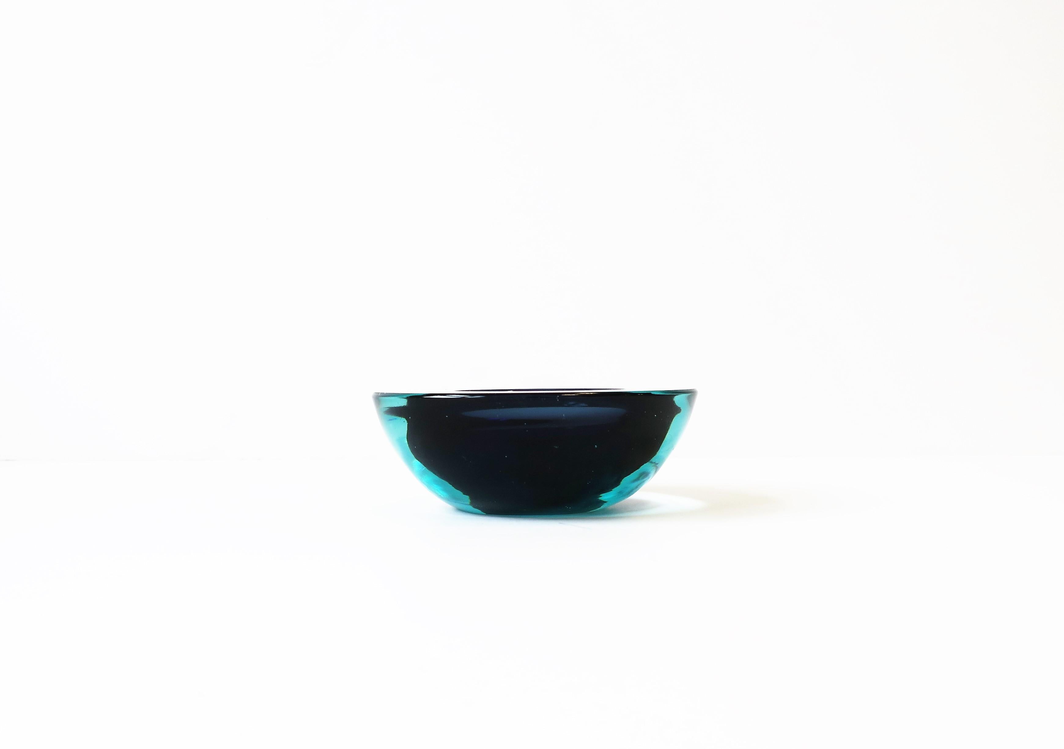 Blue Italian Murano 'Geode' Art Glass Bowl 5