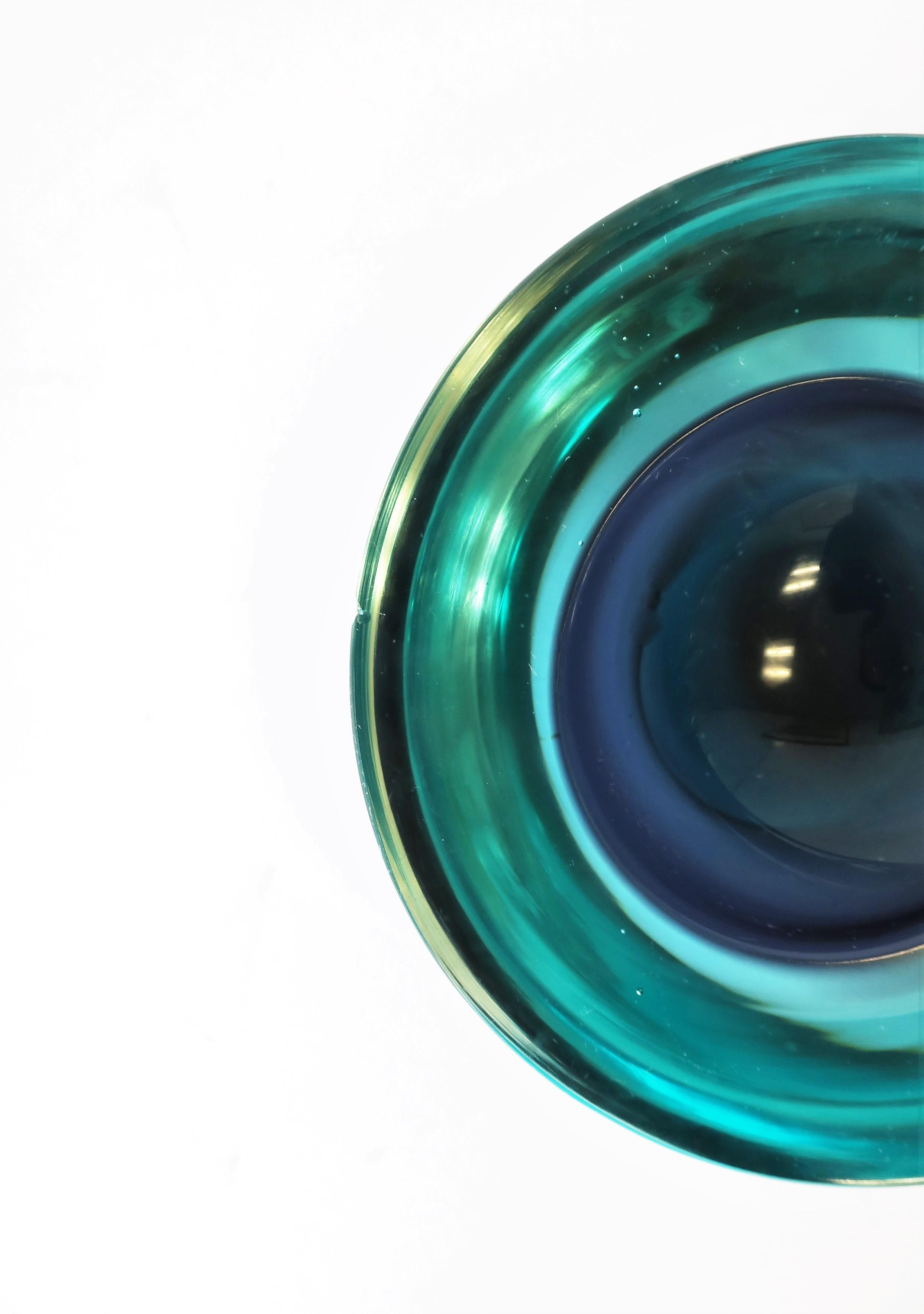 Blue Italian Murano 'Geode' Art Glass Bowl 6