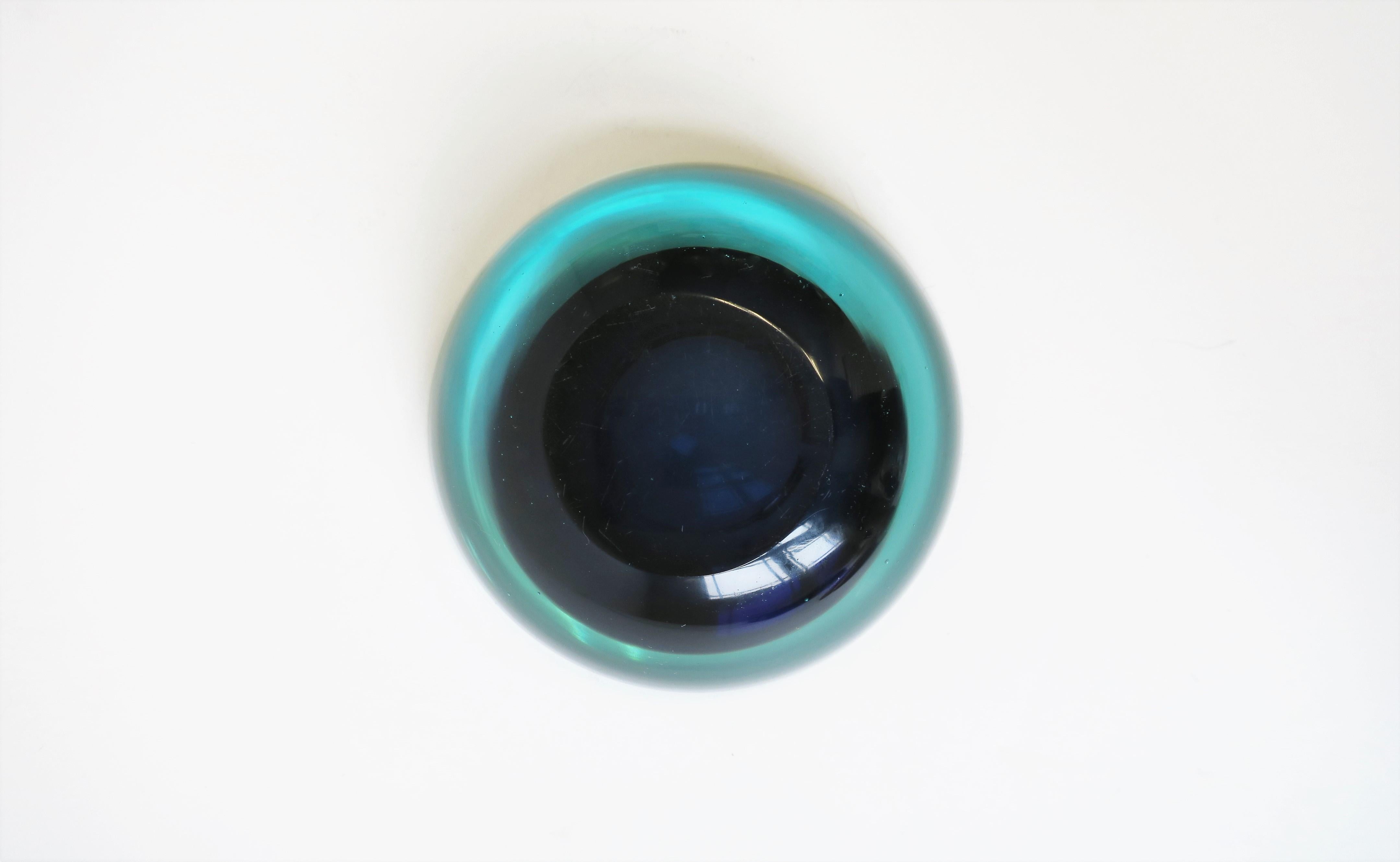 Blue Italian Murano 'Geode' Art Glass Bowl 7
