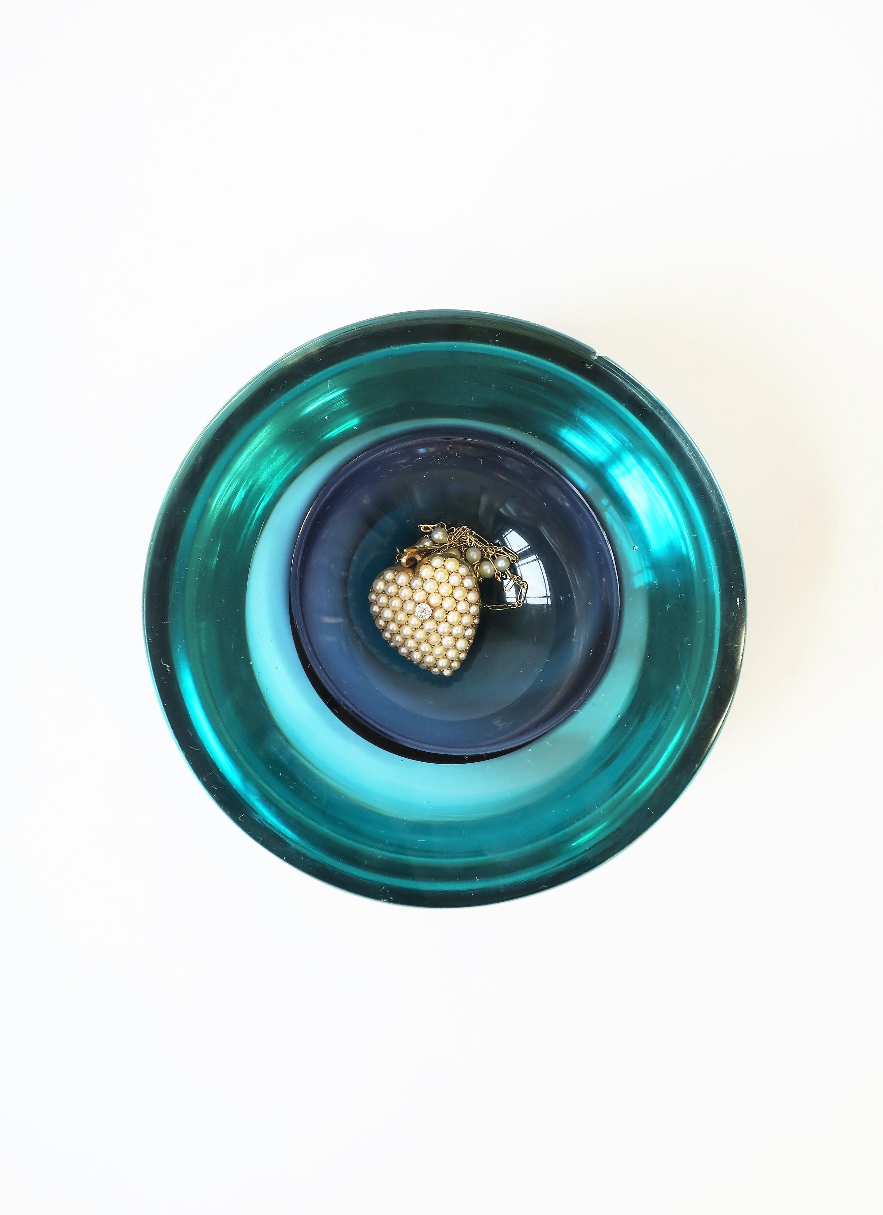 Modern Blue Italian Murano 'Geode' Art Glass Bowl