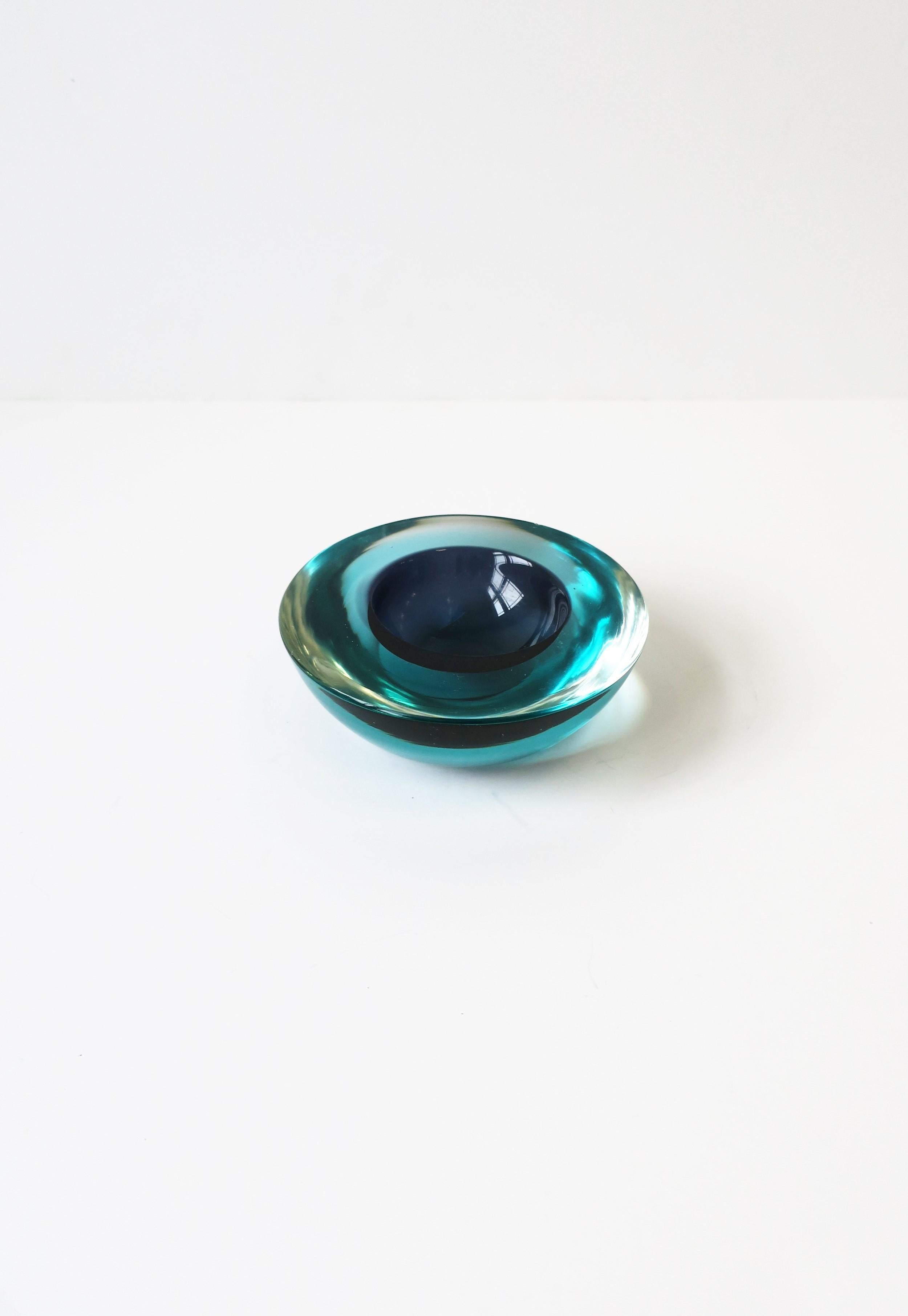 Blue Italian Murano 'Geode' Art Glass Bowl 2