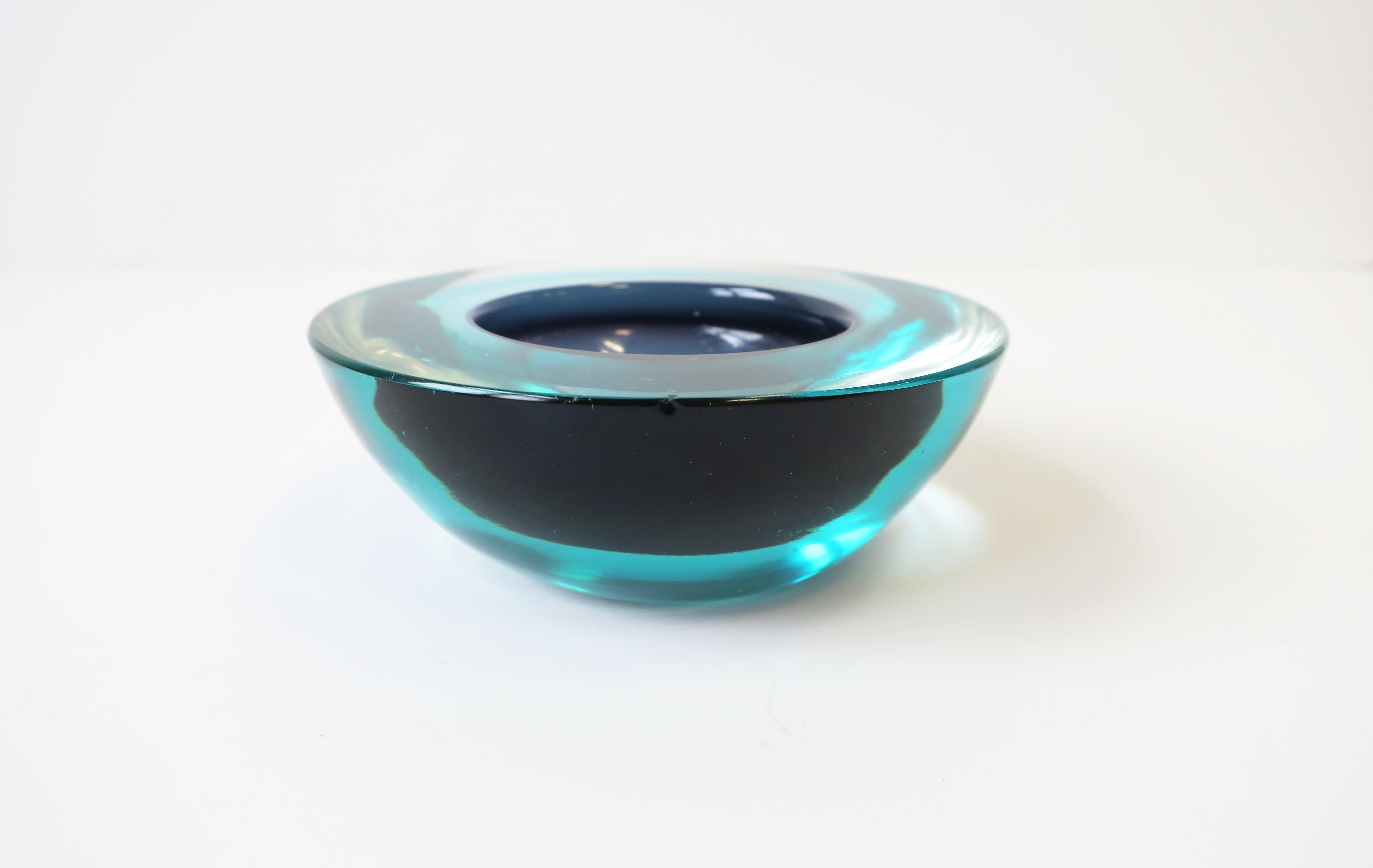 Blue Italian Murano 'Geode' Art Glass Bowl 3