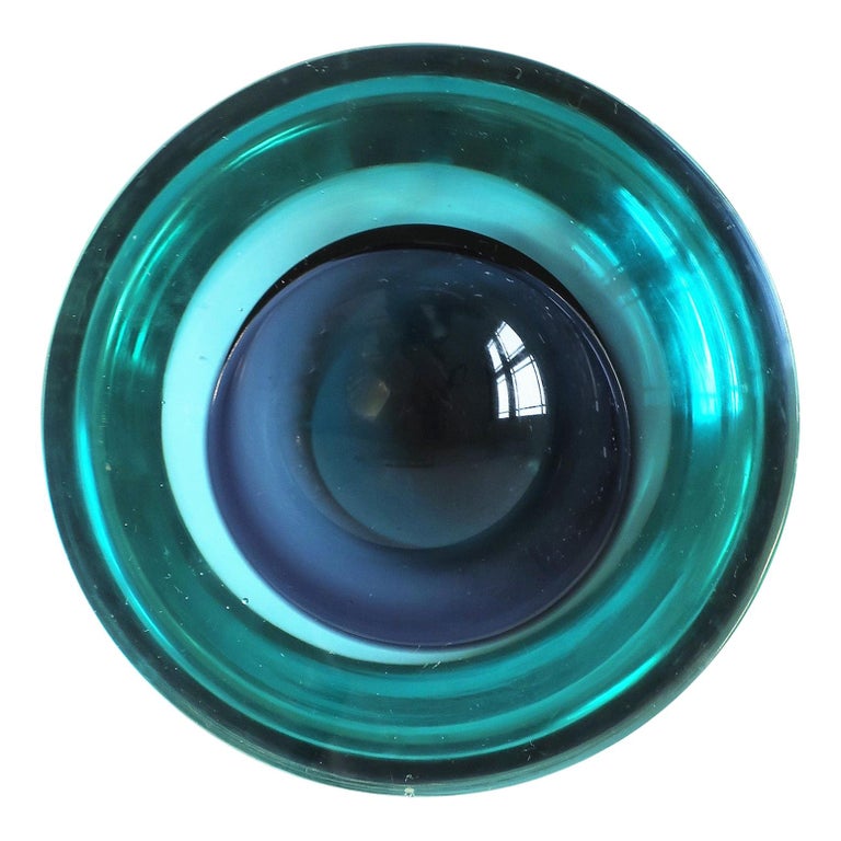 Blue Italian Murano 'Geode' Art Glass Bowl at 1stDibs