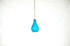Blue Italian opaline pendant light - 1960s