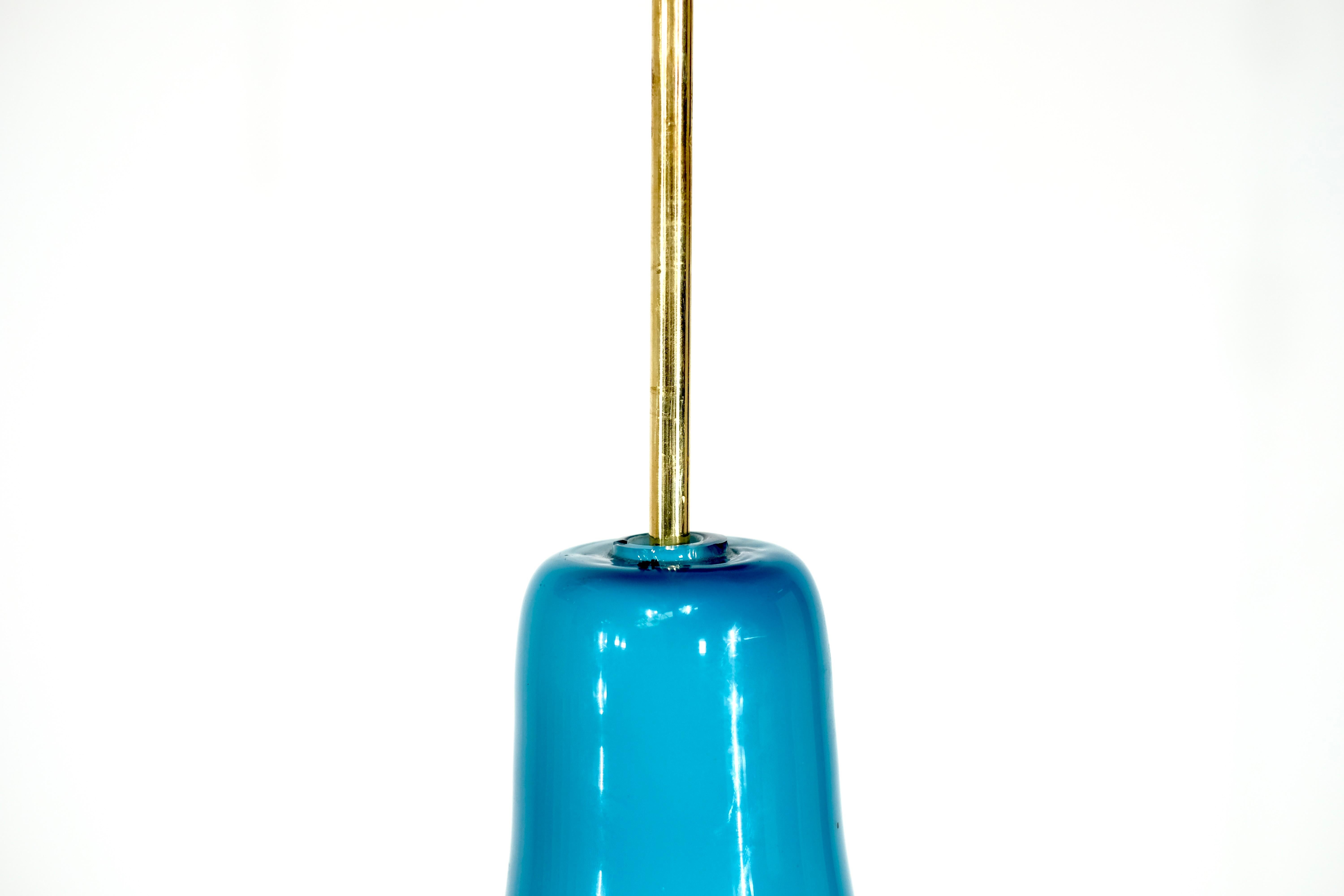 Mid-20th Century Blue Italian opaline pendant light - 1960s For Sale