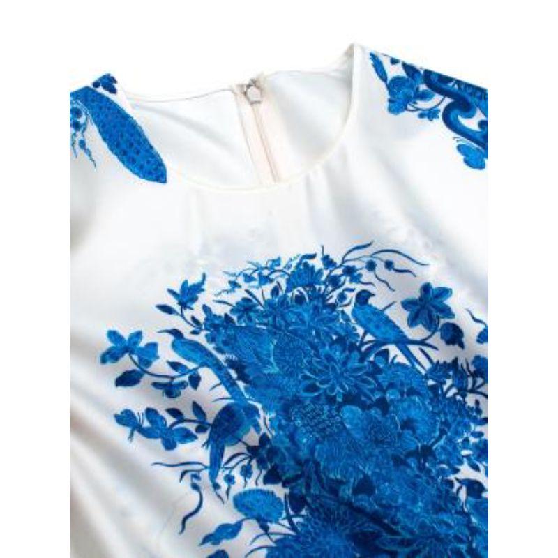 Women's Blue & ivory Delft print silk dress For Sale