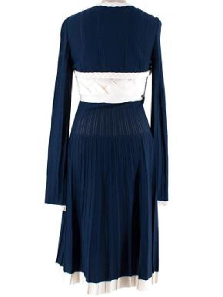 Vestido plisado y bolero azul y marfil Blanco en venta
