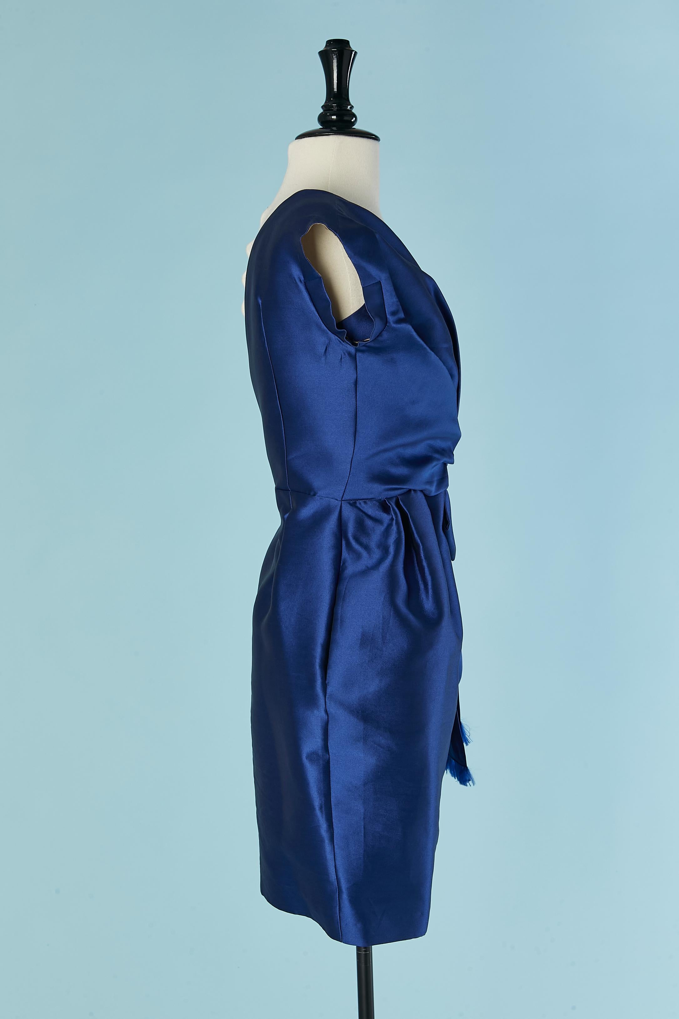 Blue jacket and asymmetrical cocktail dress ensemble DICE KAYEK Pink Label For Sale 7