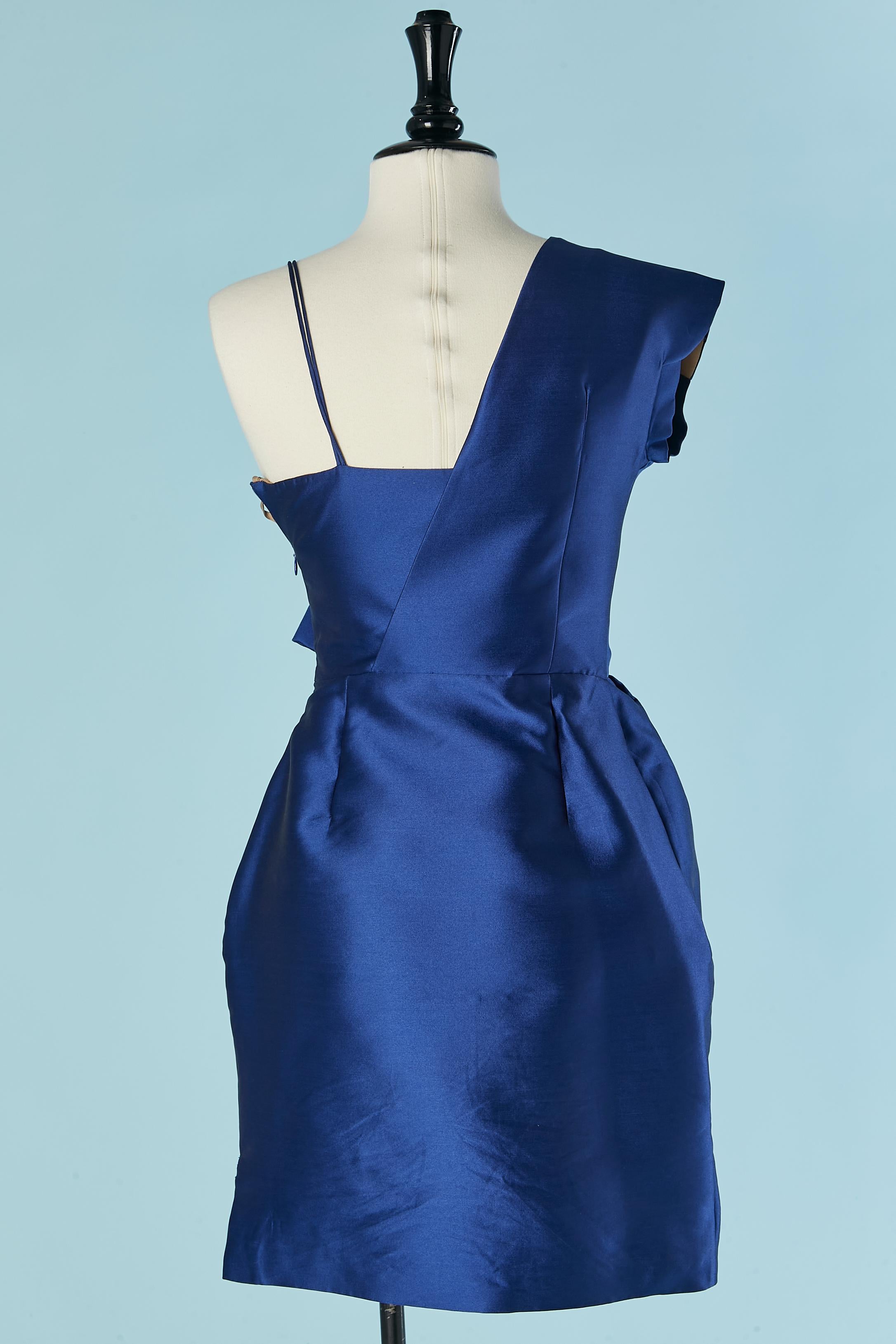 Blue jacket and asymmetrical cocktail dress ensemble DICE KAYEK Pink Label For Sale 1