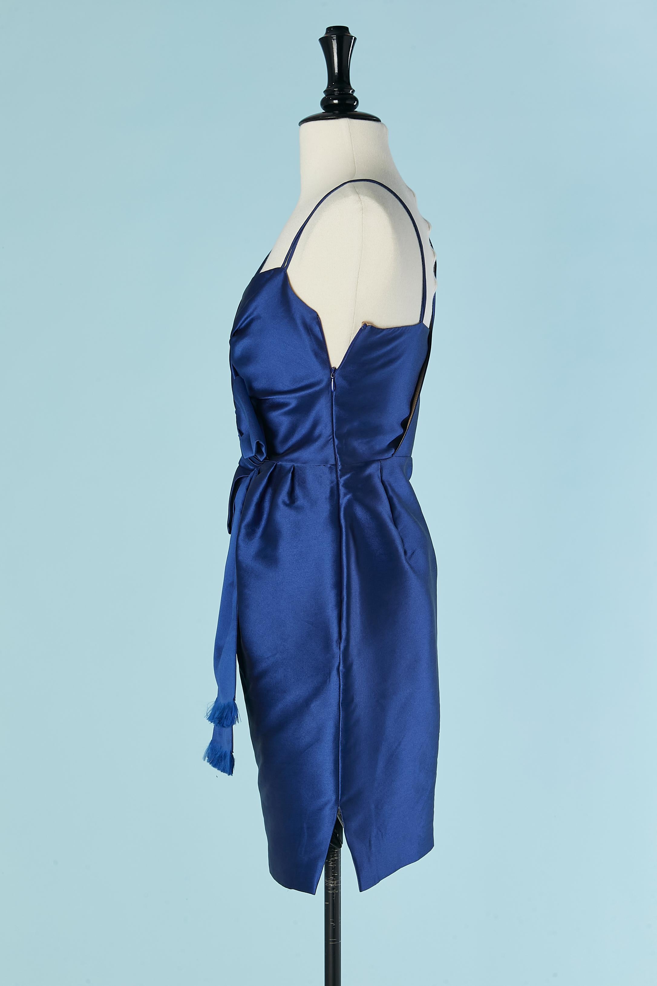 Blue jacket and asymmetrical cocktail dress ensemble DICE KAYEK Pink Label For Sale 2