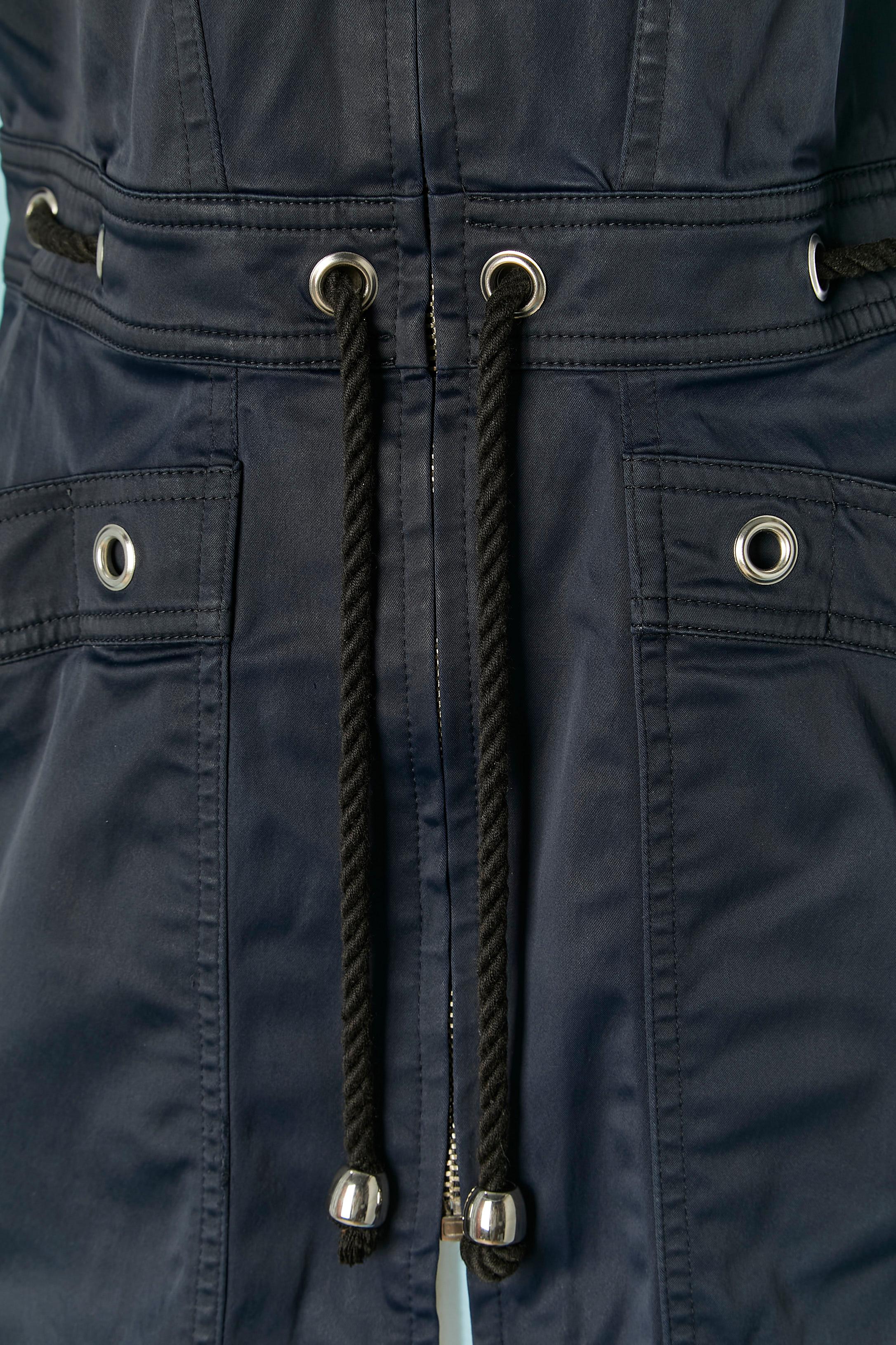 Black Blue jacket with rope belt MUGLER TRADEMARK For Sale