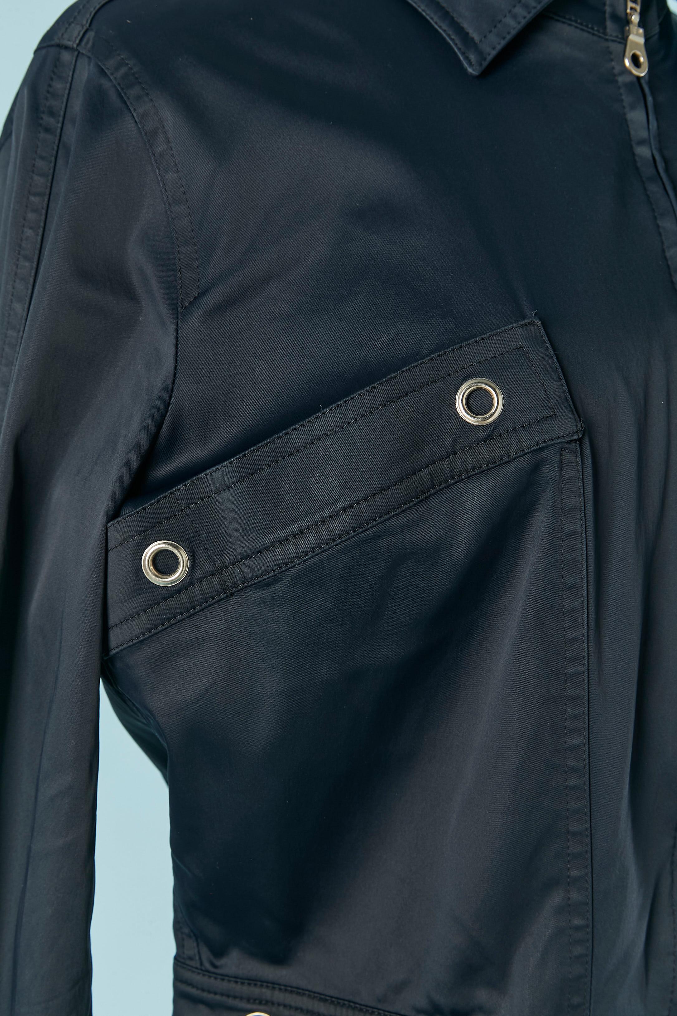 Blue jacket with rope belt MUGLER TRADEMARK In Excellent Condition For Sale In Saint-Ouen-Sur-Seine, FR