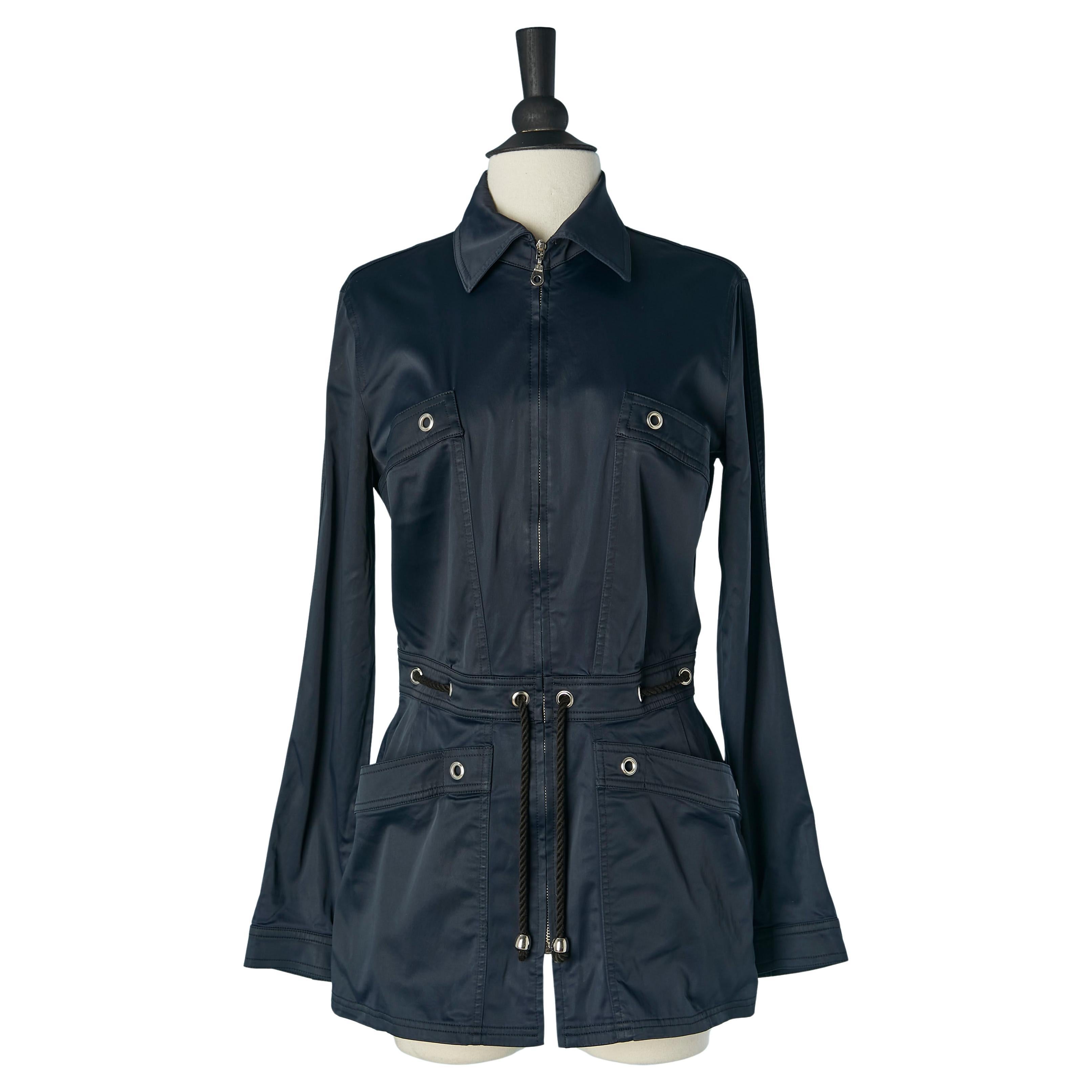 Blue jacket with rope belt MUGLER TRADEMARK For Sale