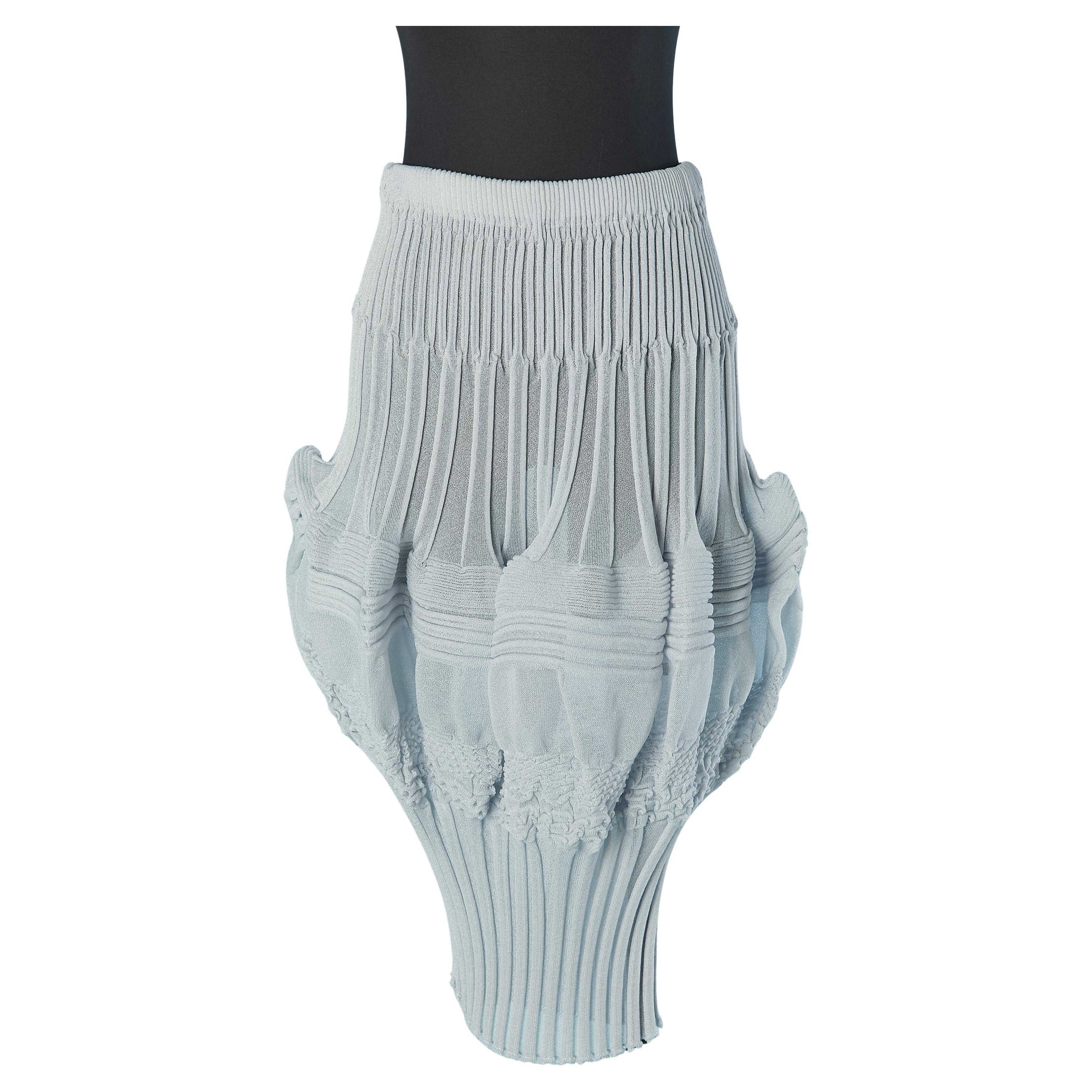 Jupe plissée en jacquard bleu ISSEY MIYAKE en vente