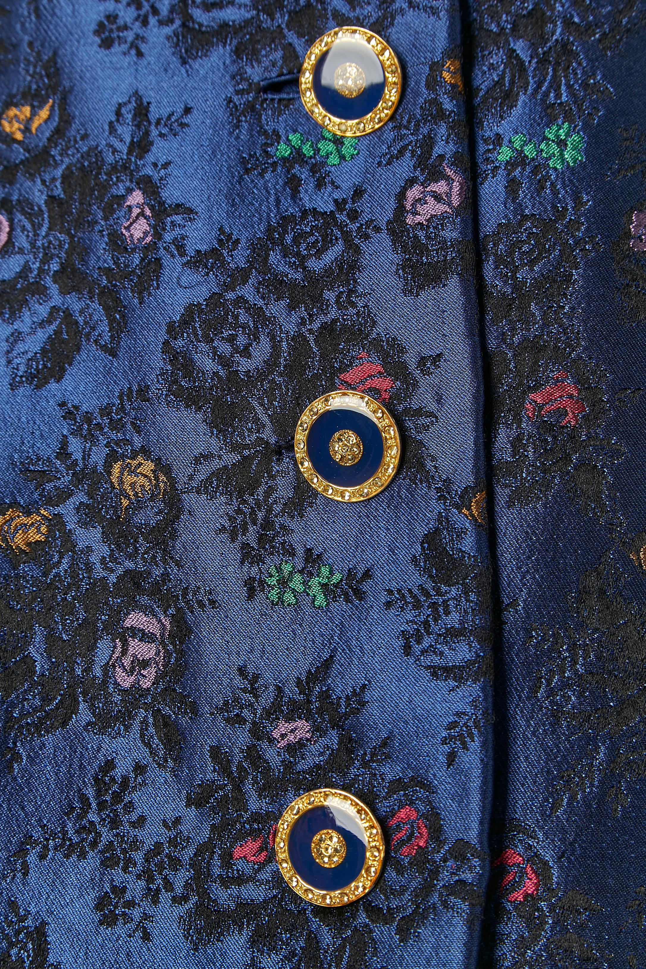 Noir Jupe jacquard bleue tailleur E TARQUINI en vente