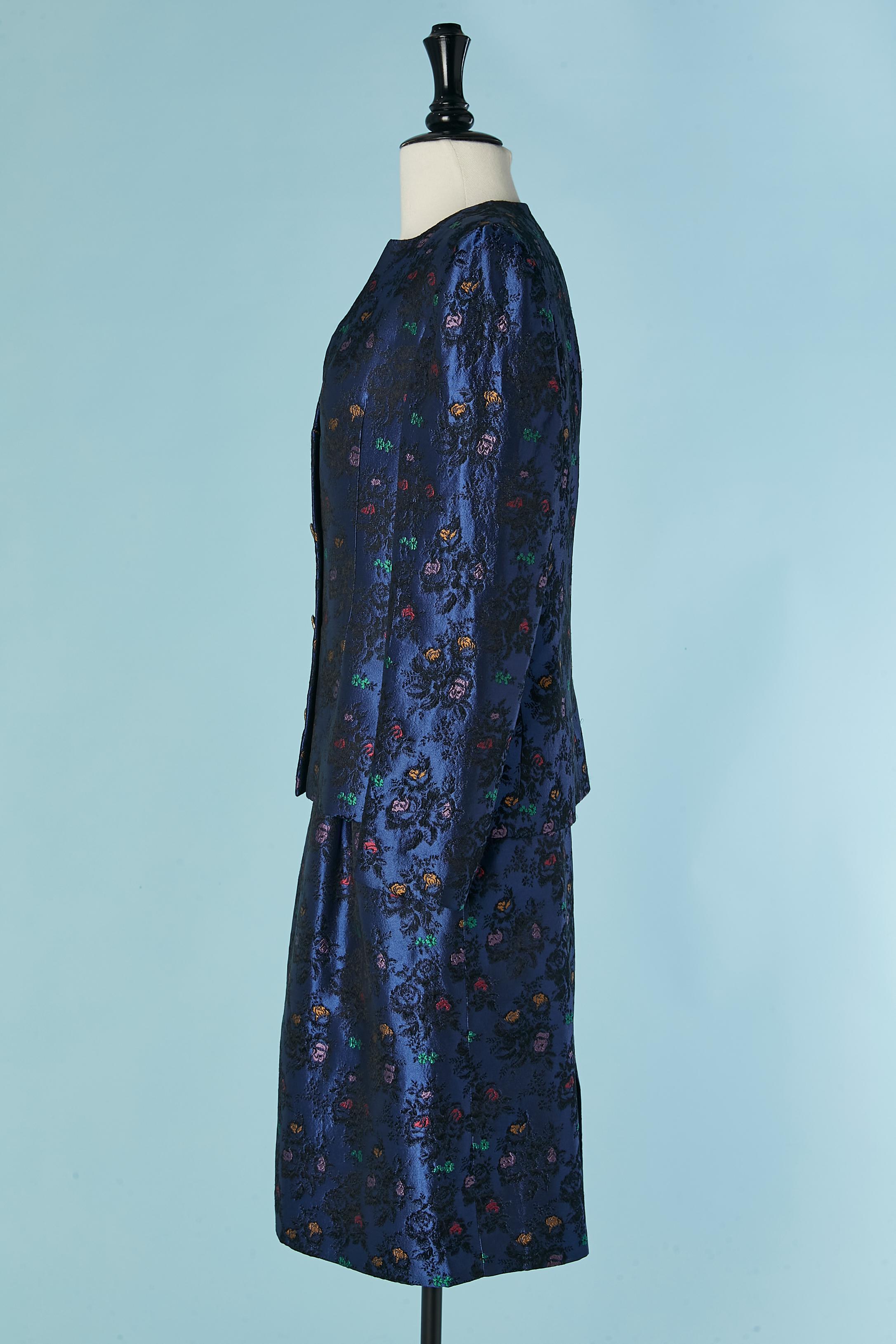 Jupe jacquard bleue tailleur E TARQUINI en vente 1