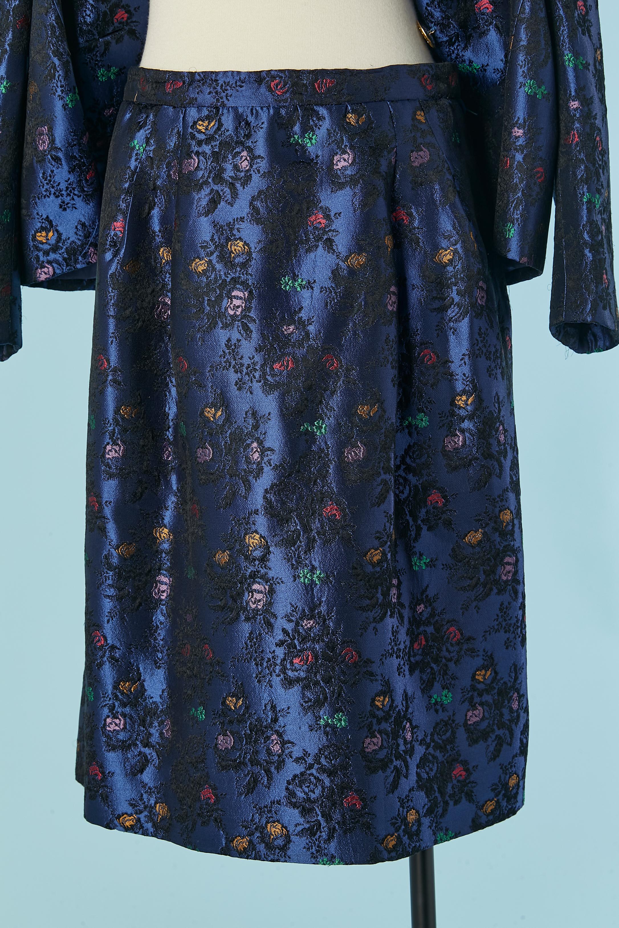 Jupe jacquard bleue tailleur E TARQUINI en vente 3