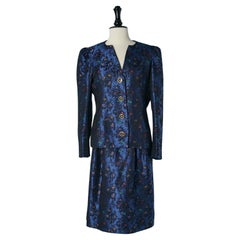 Jupe jacquard bleue tailleur E TARQUINI