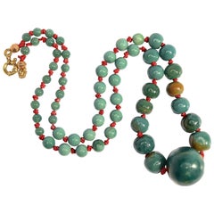 Blue Jade Necklace Certified Untreated