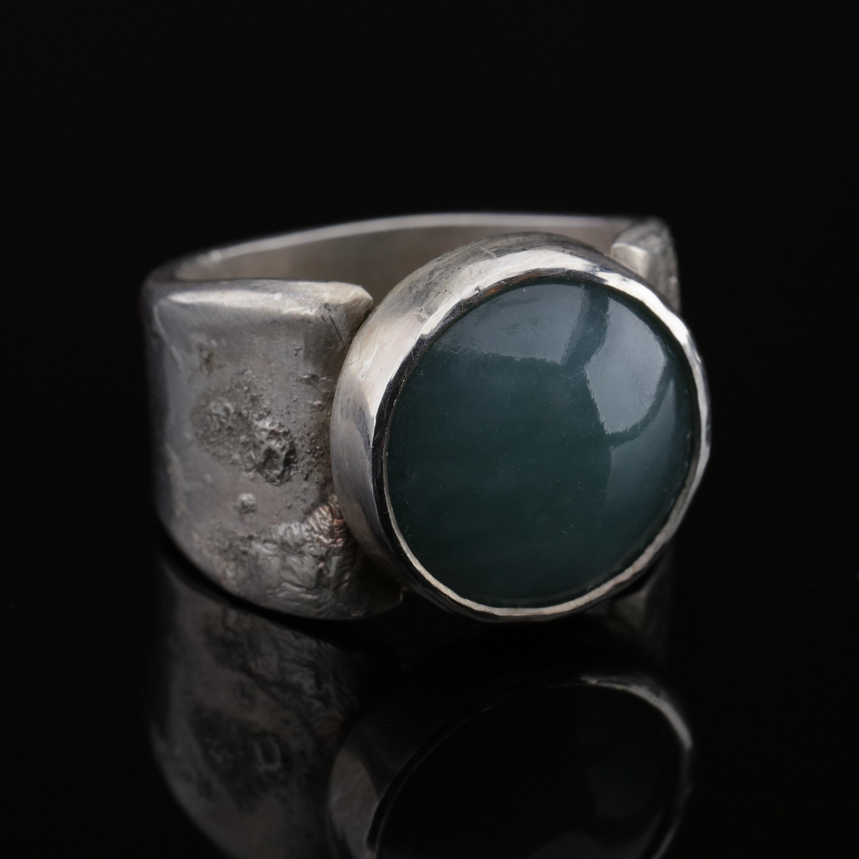 Blue Jade Ring in Silver Certified Natural and Untreated 6