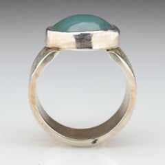 Blue Jade Ring in Silver Certified Natural and Untreated