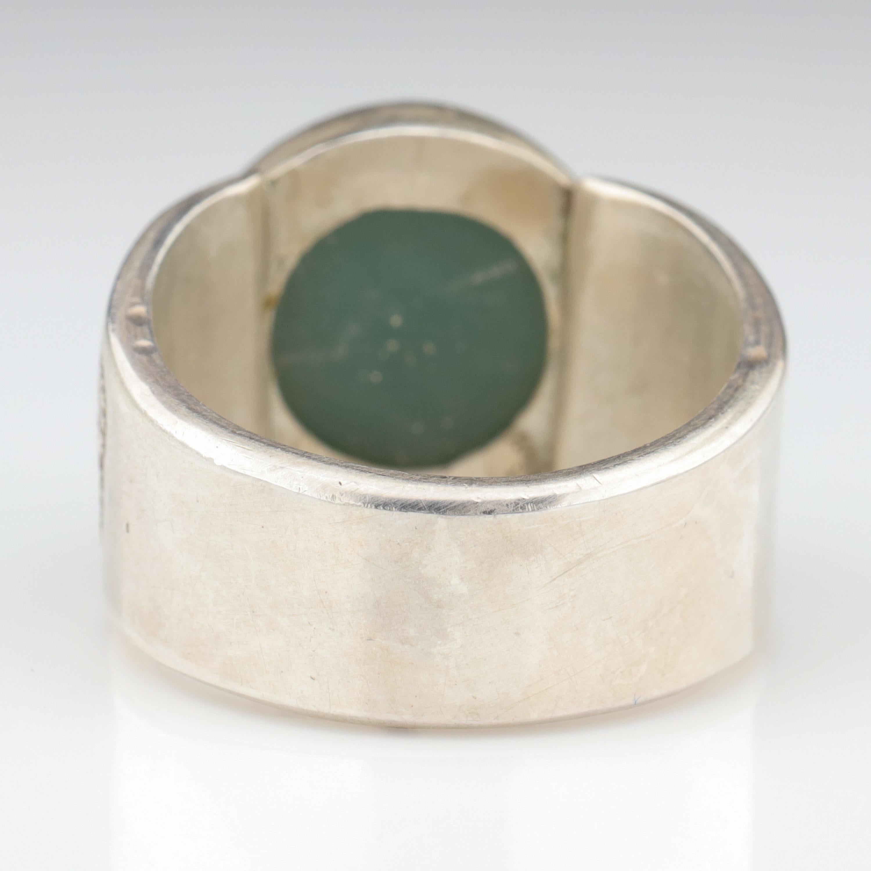 Blue Jade Ring in Silver Certified Natural and Untreated 1